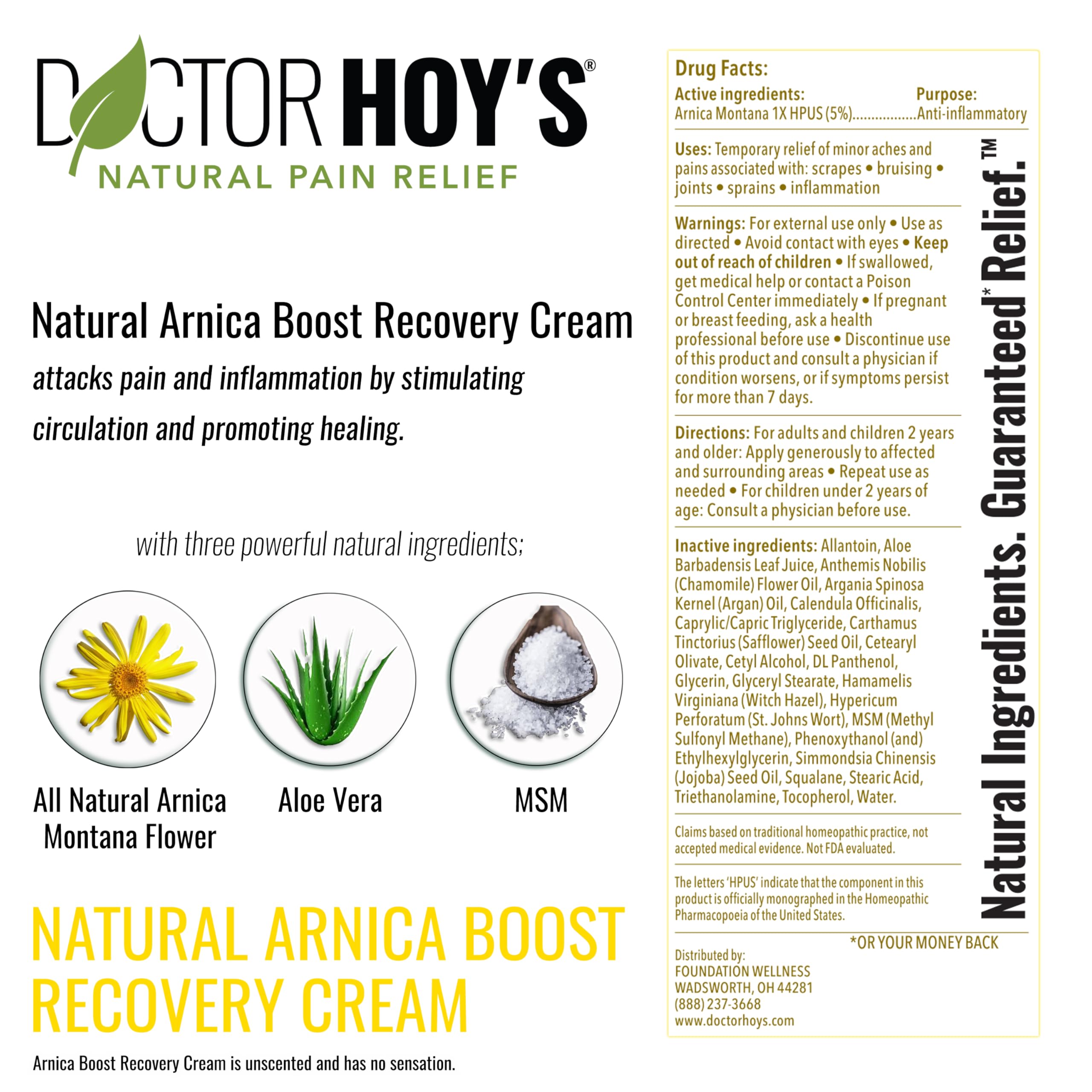 DOCTOR HOY'S Natural Pain Relief Gel and Arnica Boost Recovery Cream, Clean, Safe, Effective Natural Pain Relief and Anti-Inflammatory, 3 oz Combo Pk DOCTOR HOY'S Au supplements