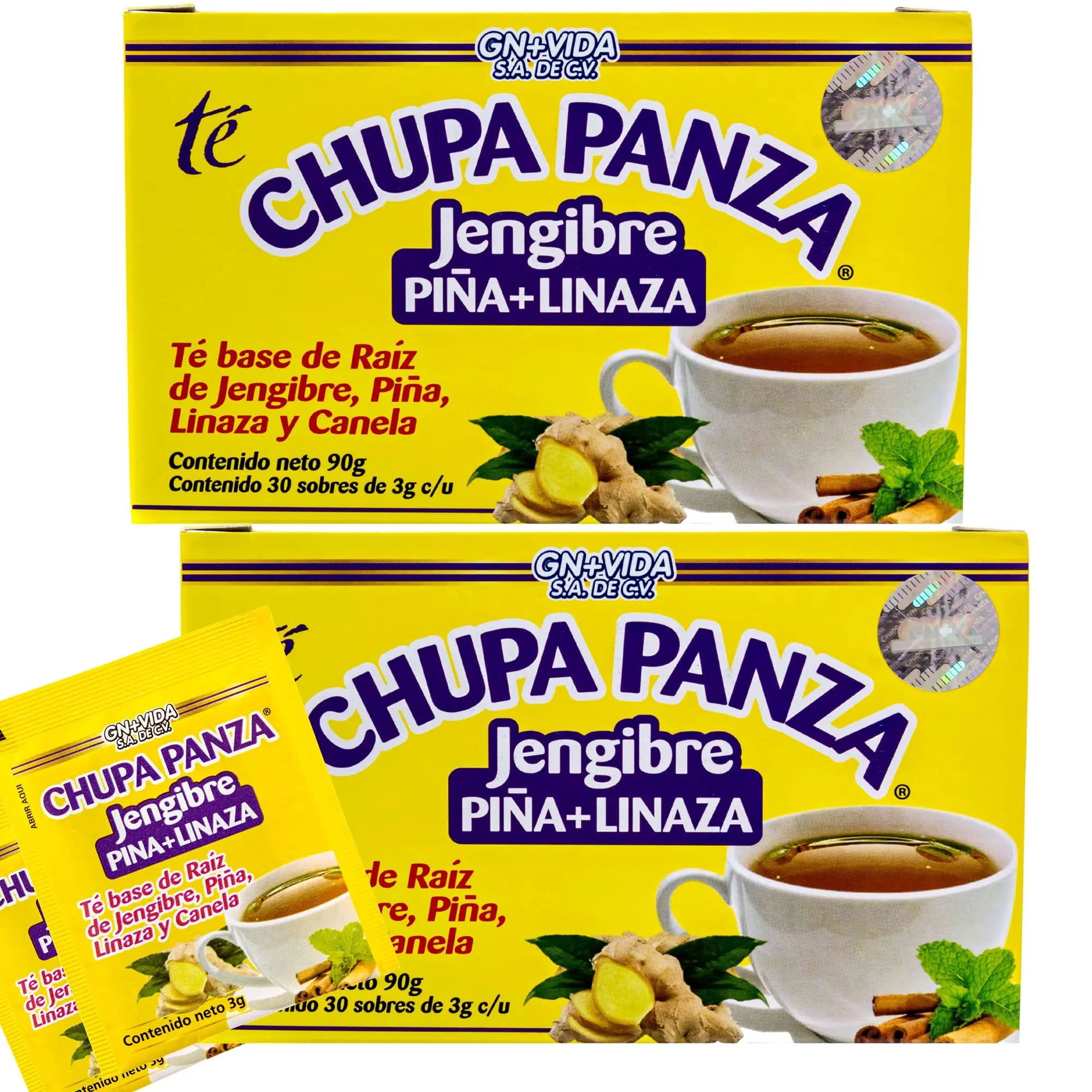 Tea CHUPA Panza, Tea Based ONGINGER Root, PINNEAPPLE, Flaxseed & Cinnamon GN+Vida Au supplements