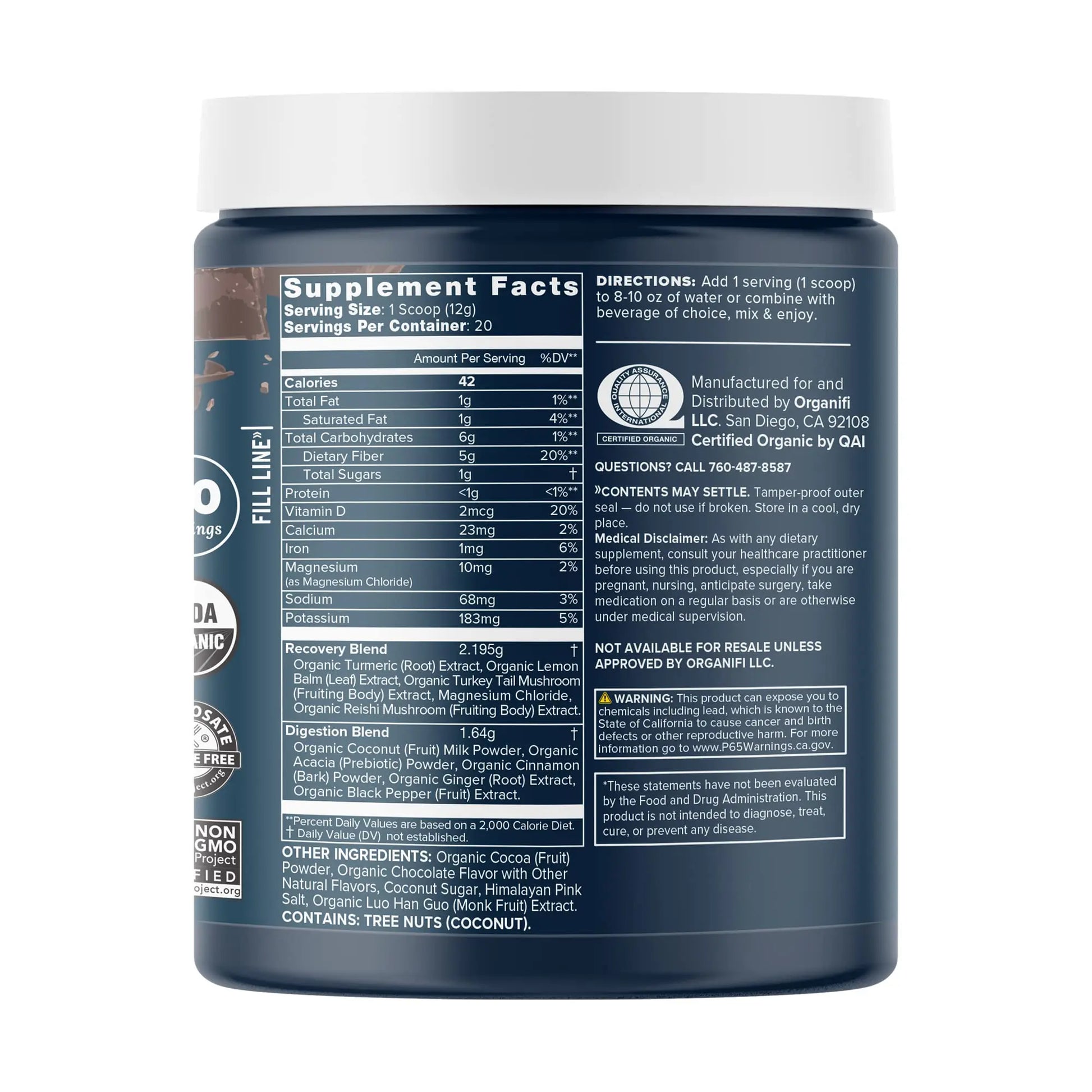Organifi - Gold Chocolate - Superfood Supplement Powder - 20 Day Supply - Supports Rest Organifi Au supplements