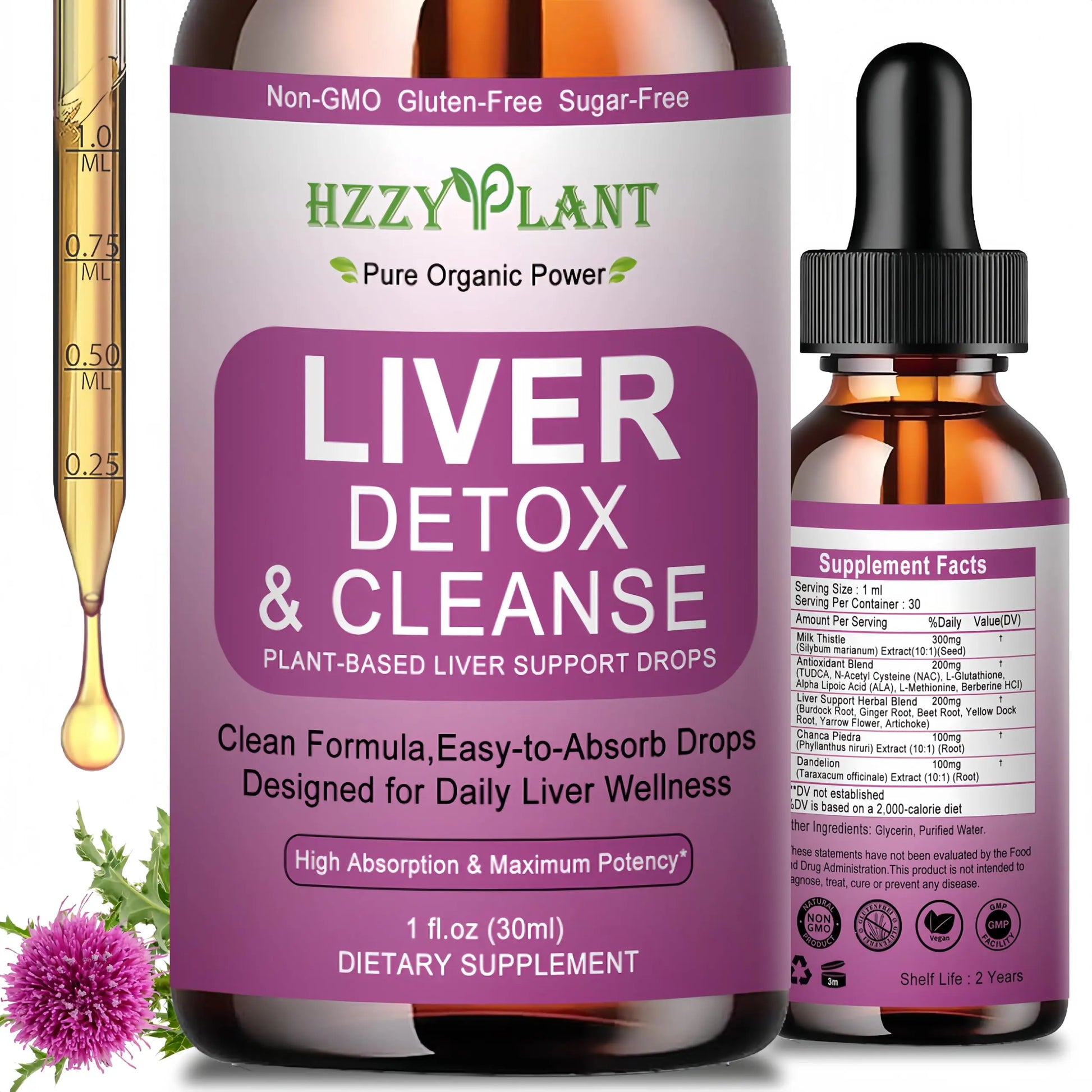 Liver Cleanse Detox & Repair Drops - Liquid Liver Support Tincture with Milk Thistle, Dandelion, Artichoke, TUDCA, NAC, Chanca Piedra - 15-in-1 Advanced Liver Detox Health Supplement - Vegan, Non-GMO HZZYPLANT Au supplements