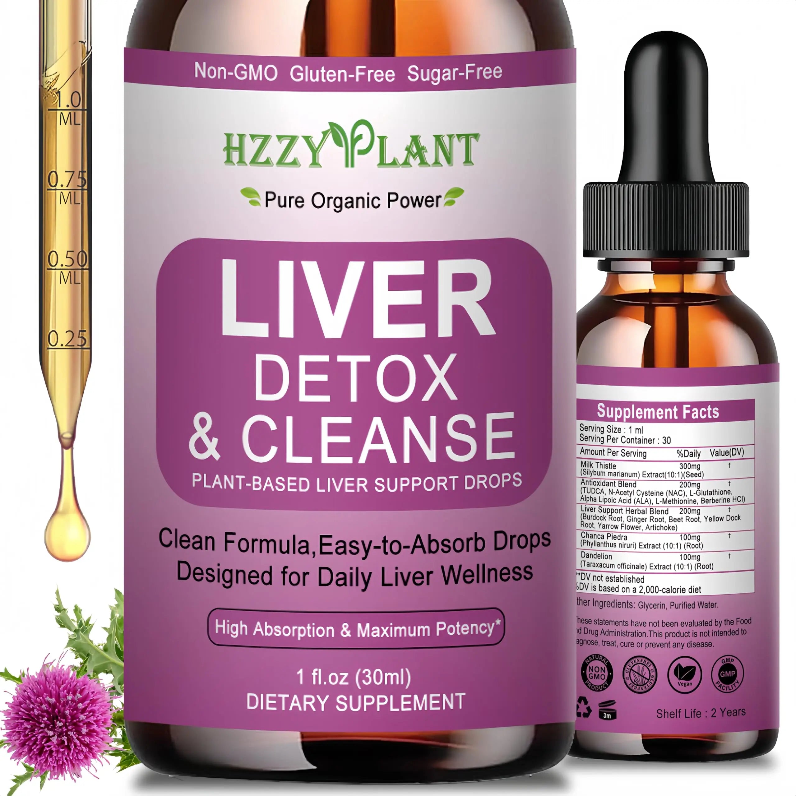 Liver Cleanse Detox & Repair Drops - Liquid Liver Support Tincture with Milk Thistle, Dandelion, Artichoke, TUDCA, NAC, Chanca Piedra - 15-in-1 Advanced Liver Detox Health Supplement - Vegan, Non-GMO HZZYPLANT Au supplements