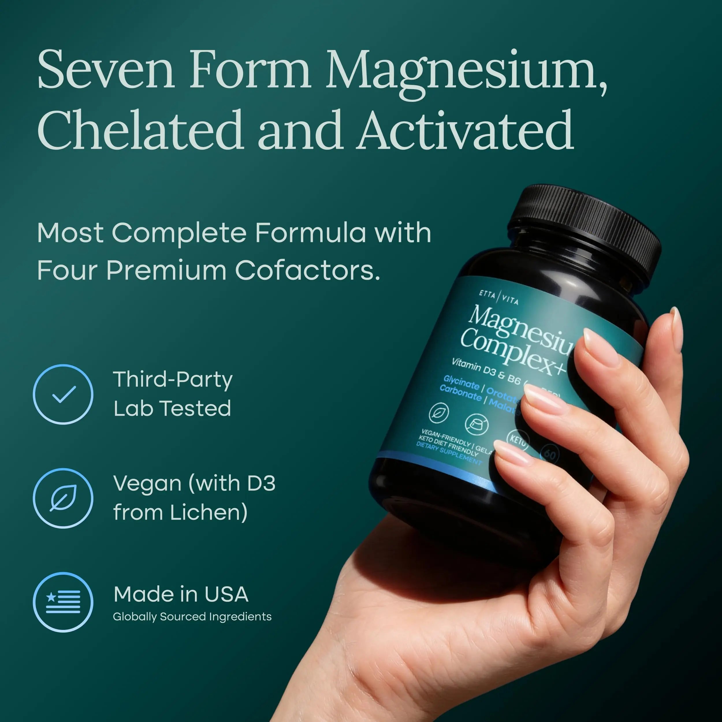 Magnesium Glycinate Complex 500mg (7-in-1) with D3, B6 (P5P) & Manganese - Multi-Form Blend - Supports Sleep & Muscle Health [Oxide-Free] Etta Vita Au supplements