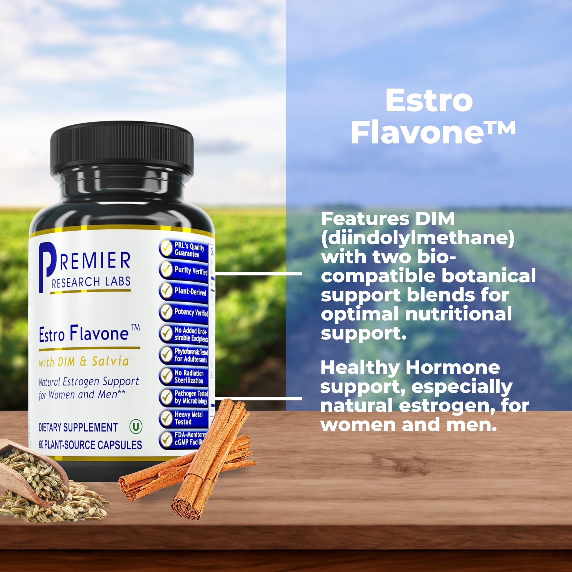 Premier Research Labs Estro Flavone - DIM Supplement, DIM Complex, DIM for Men & Women, Diindolylmethane Estrogen Support, Hormone Balance Support - 60 Vegetarian Capsules Premier Research Labs Au supplements
