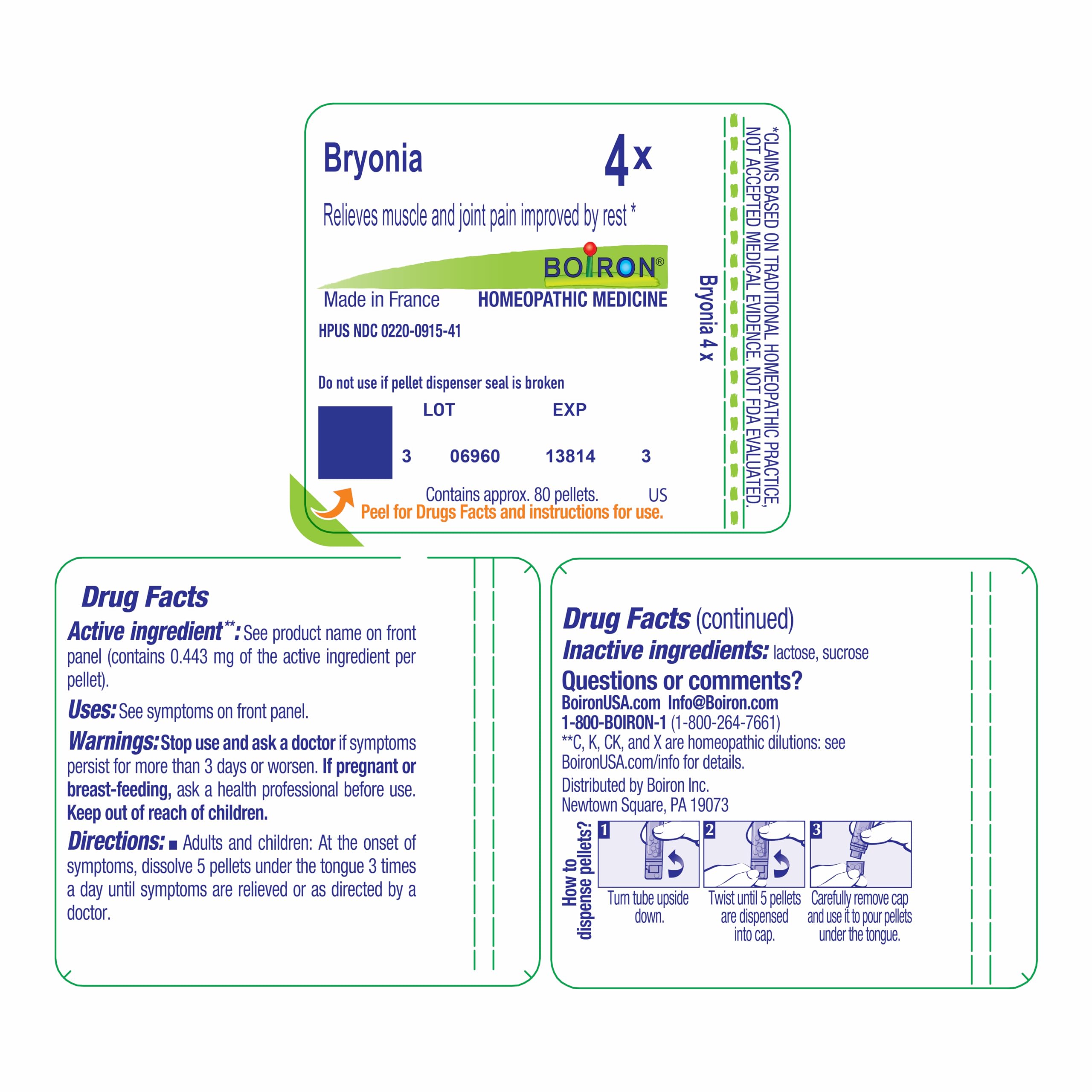 Boiron Bryonia 4X Homeopathic Medicine for Muscle & Joint Pain - 80 Pellets Boiron Au supplements