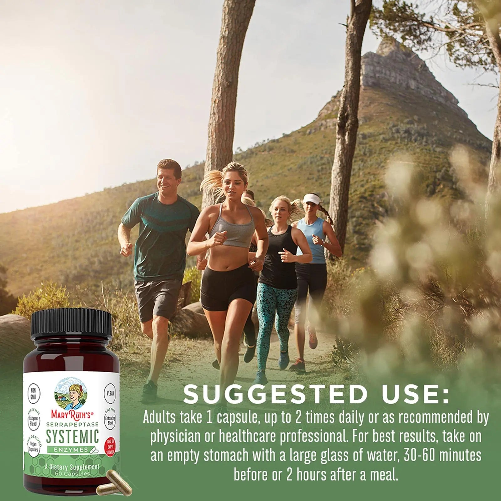 MaryRuth Organics Serrapeptase Enzymes Capsules | Up to 2 Month Supply | Enzyme Supplement for High Potency Sinus Relief Pills| Tissue Health and Cellular Health | Vegan | Gluten Free | 60 Count MARYRUTH'S Au supplements