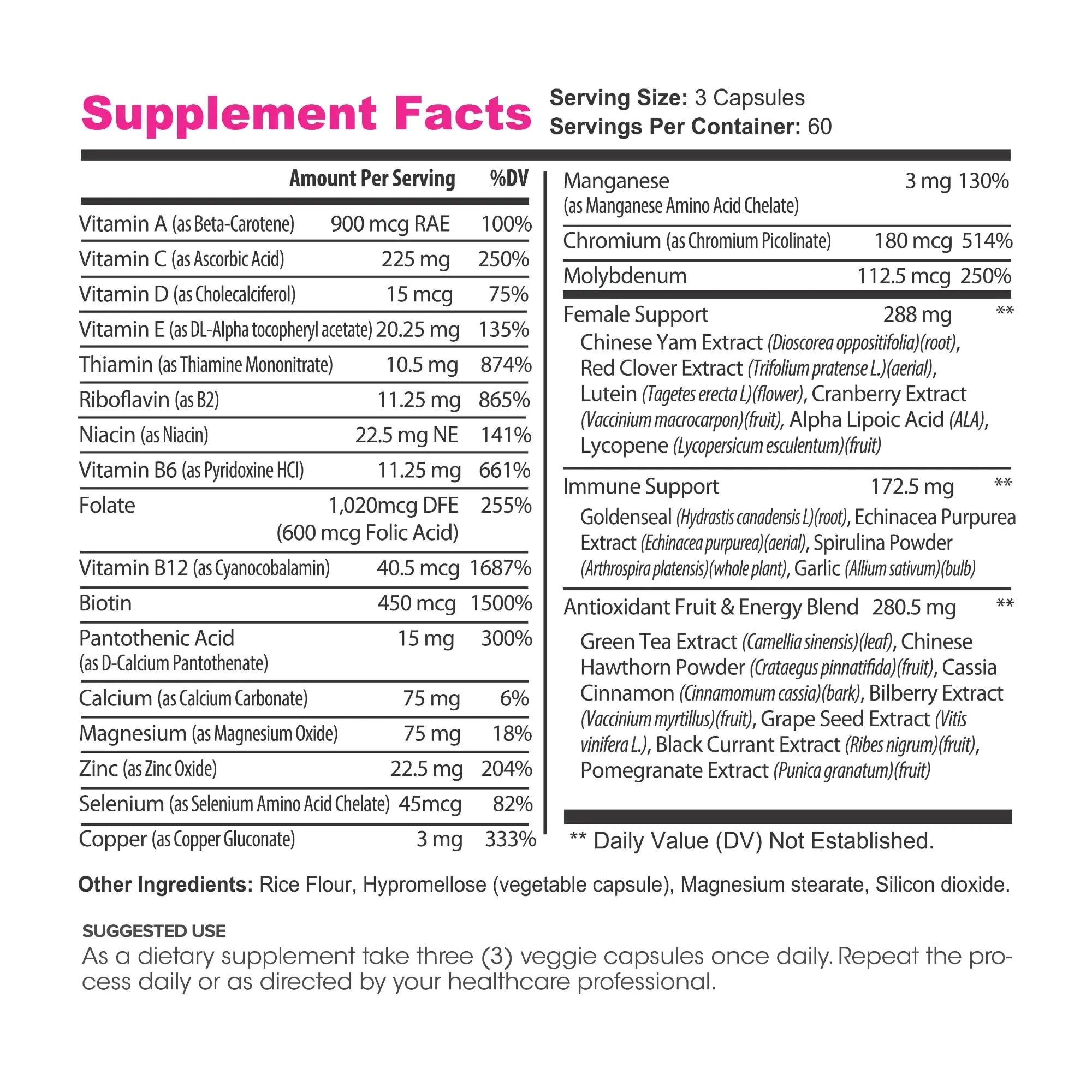 Lumen Naturals Women's Multivitamin Vitamin B12, A, C, D, & E - 180 Count - 60 Servings - Veggie Capsules Lumen Naturals Au supplements