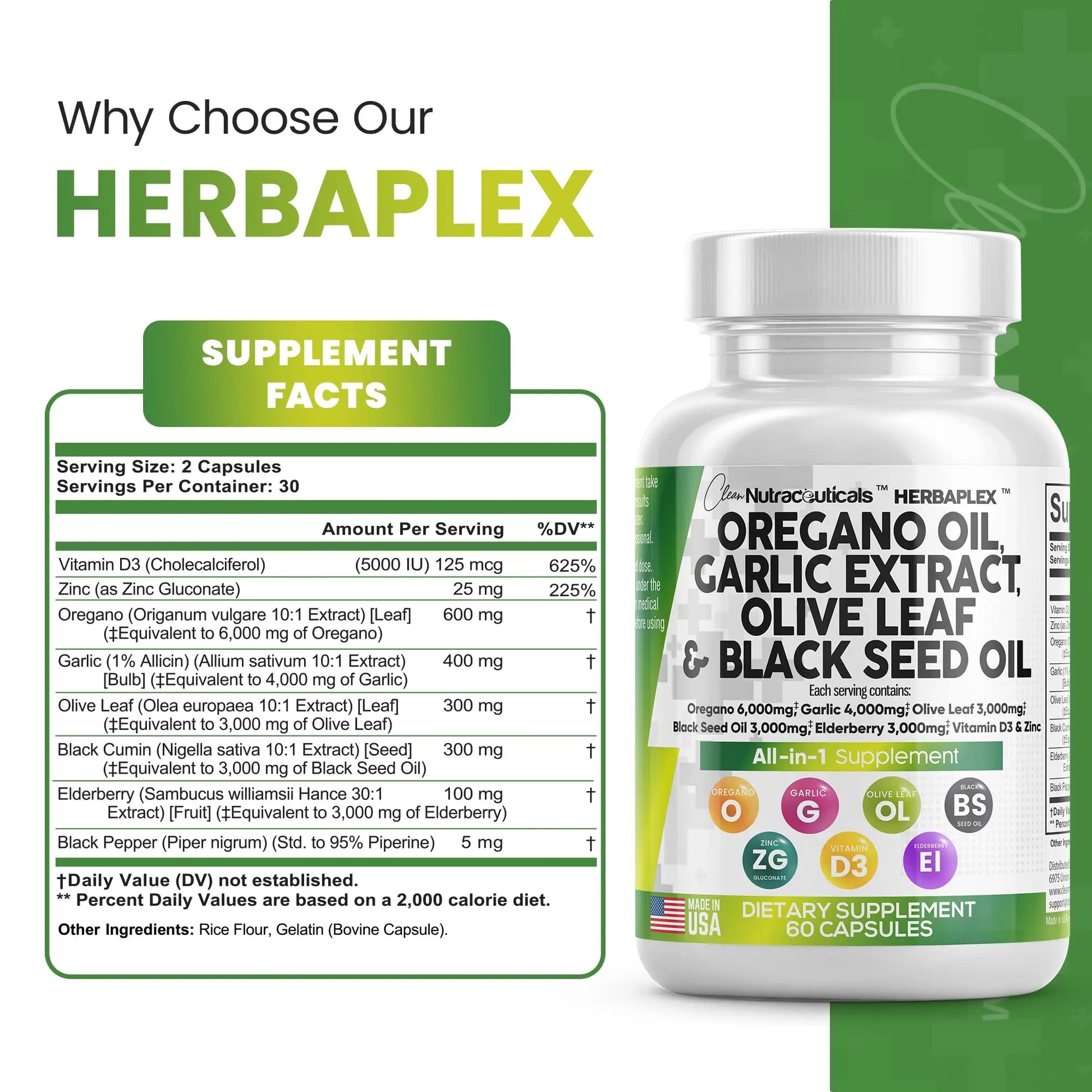 Oregano Oil 6000mg Garlic Extract 4000mg Olive Leaf 3000mg Black Seed Clean Nutraceuticals Au supplements