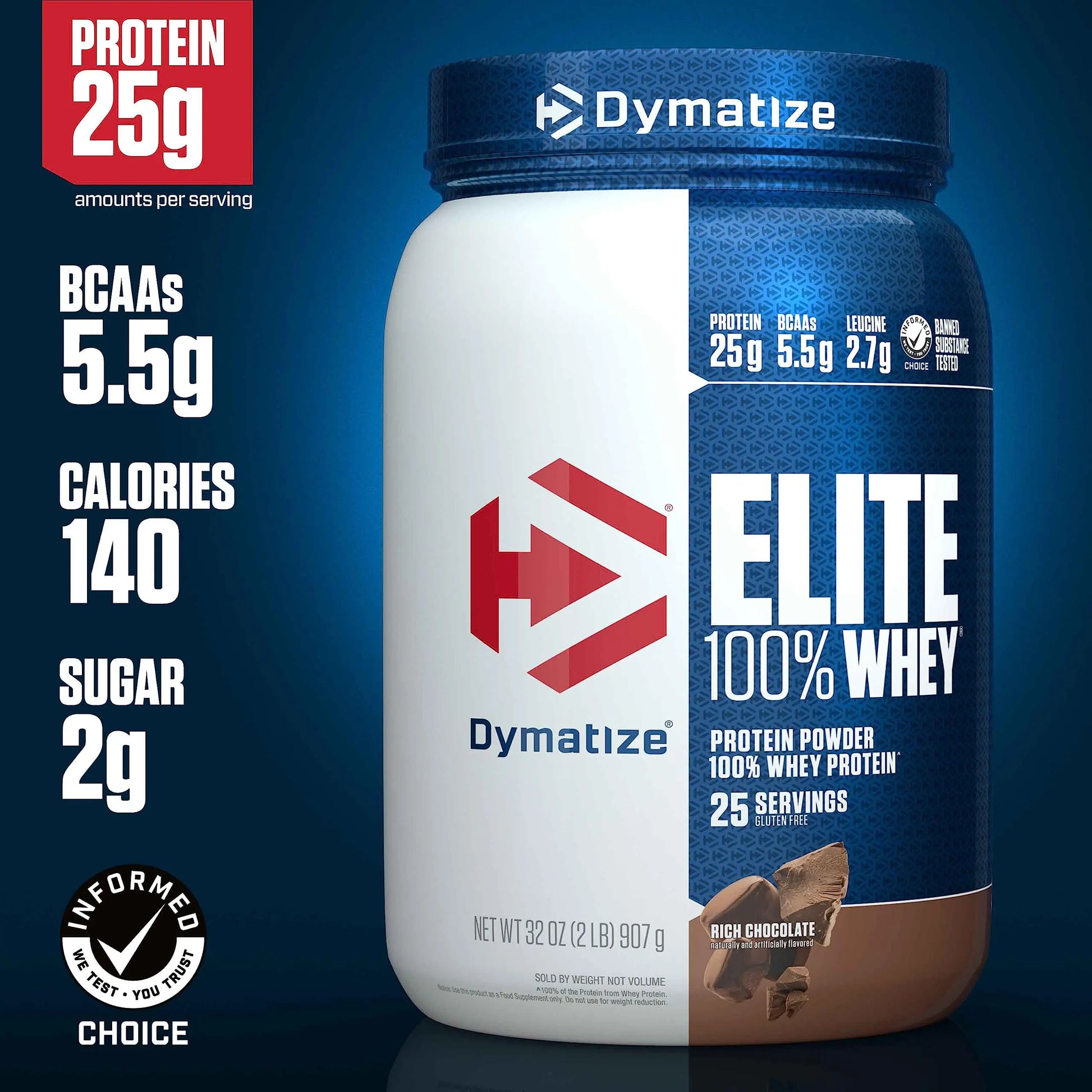Dymatize Elite 100% Whey Protein Powder, 25g Protein, 5.5g BCAAs & 2.7g L-Leucine Dymatize Au supplements