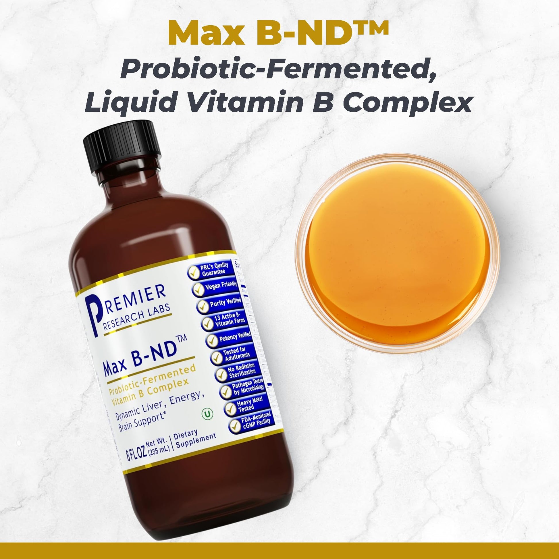 Premier Research Labs Max B-ND - Liquid Vitamin B Complex for Liver & Brain Health, Sublingual Drops for Men & Women with Thiamin, B12 & B6-8 Fl Oz Bottle Premier Research Labs Au supplements