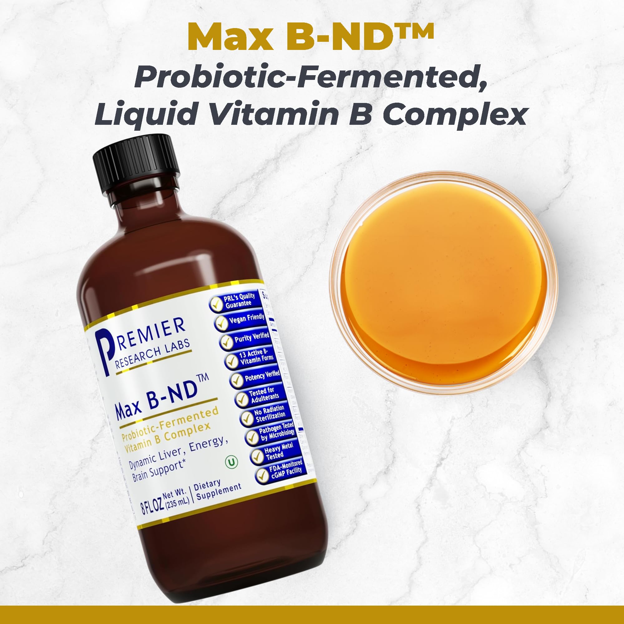 Premier Research Labs Max B-ND - Liquid Vitamin B Complex for Liver & Brain Health, Sublingual Drops for Men & Women with Thiamin, B12 & B6-8 Fl Oz Bottle Premier Research Labs Au supplements