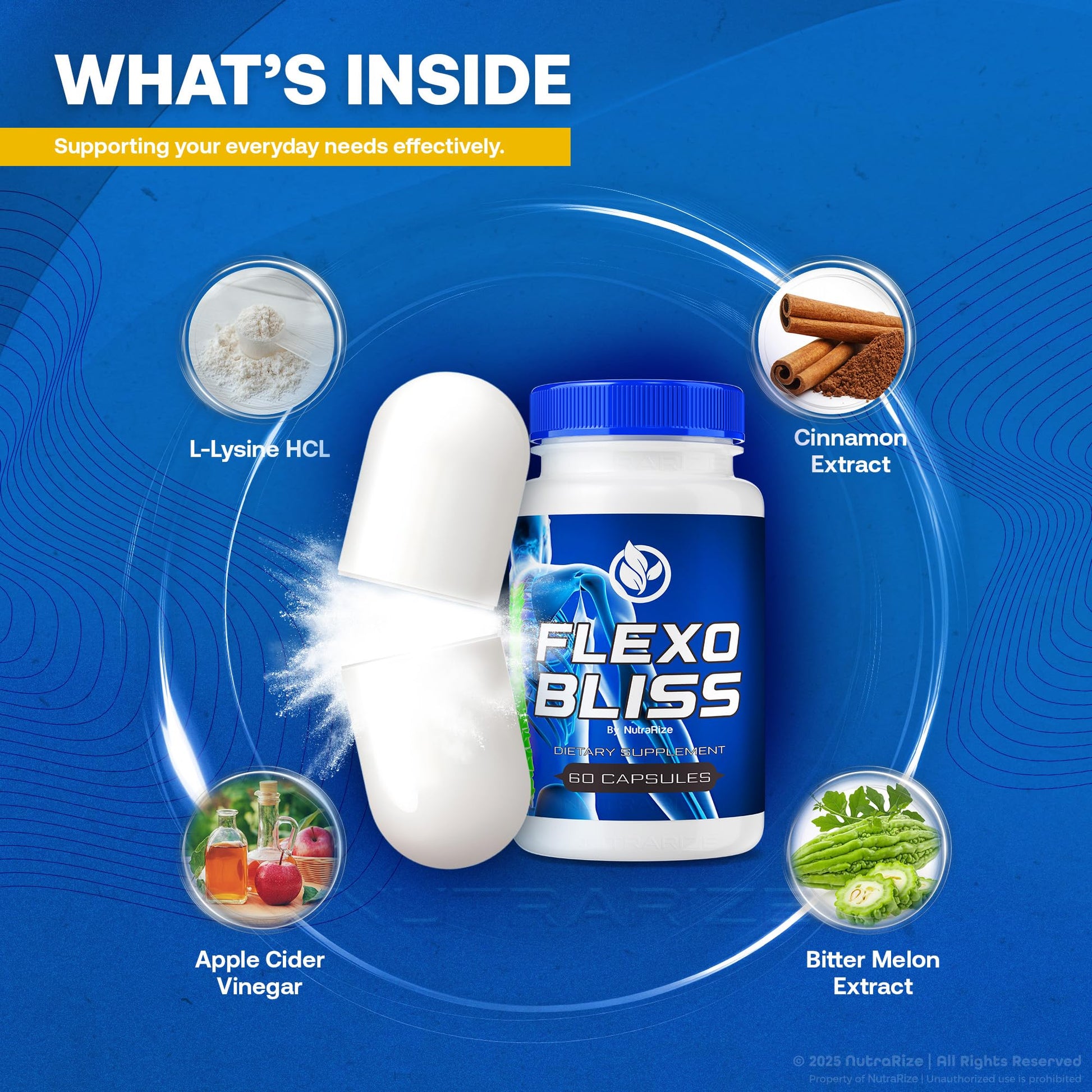 NutraRize Flexo Bliss, FlexoBliss Joint Health Support, All-Natural Supplement to Support Flexibility and Full Range of Motion, Official Flexo Bliss Reviews (60 Capsules) NutraRize Au supplements