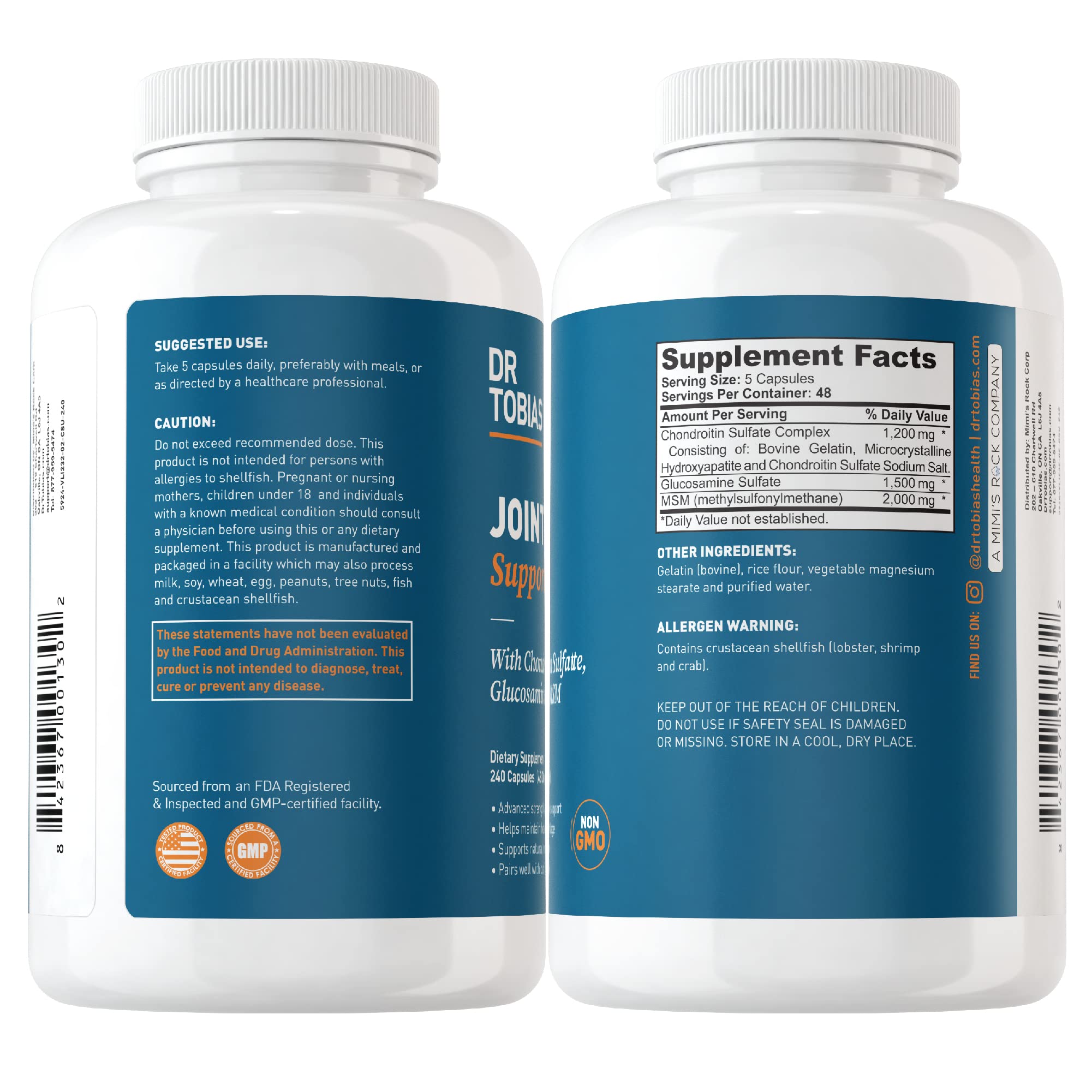 Dr. Tobias AKG Supplement & Joint Support Supplement - Supports Energy, Muscles, Cartilage & Joint Health, Non-GMO Dr. Tobias Au supplements