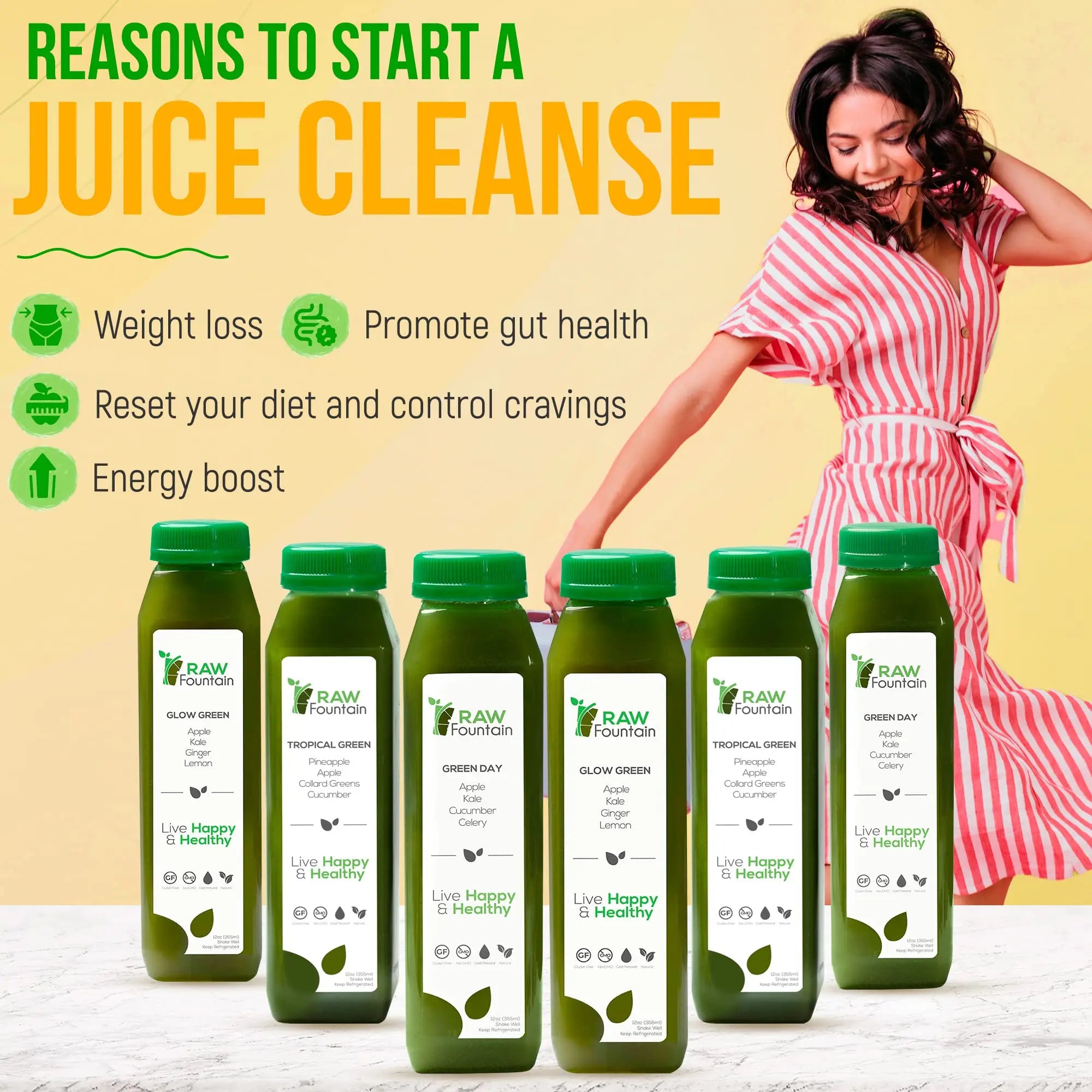 1 Day Green Juice Cleanse by Raw Fountain, All Natural Raw, Vegan Detox, Cold Pressed Raw Fountain Au supplements