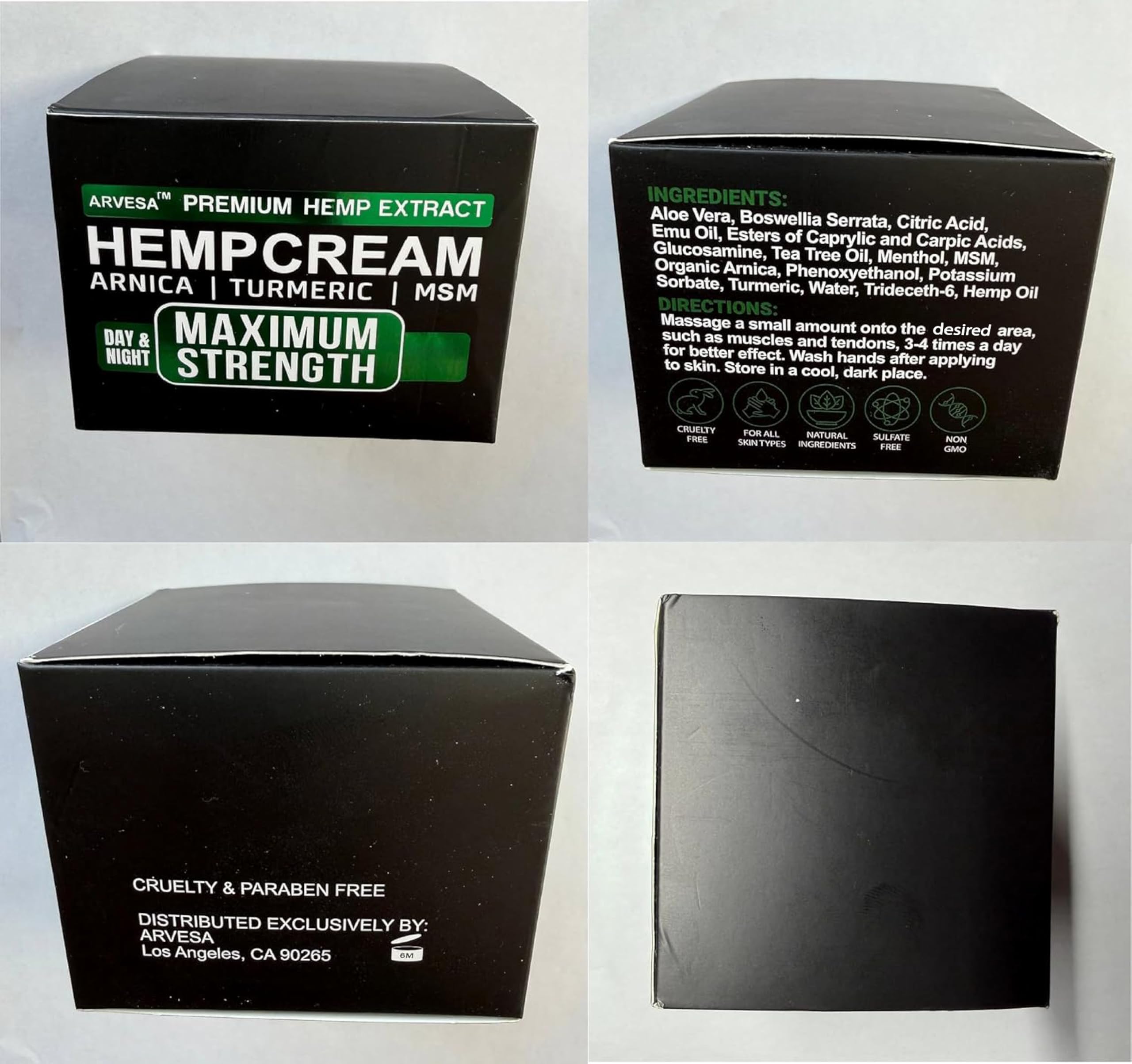 Hemp Cream Maximum Strength with Glucosamine, Arnica, Turmeric, MSM - Natural Hemp Oil Gel Rub - Fast Absorption, Non-Greasy - Advanced Formula - Formulated in USA - 4 FL OZ Arvesa Au supplements