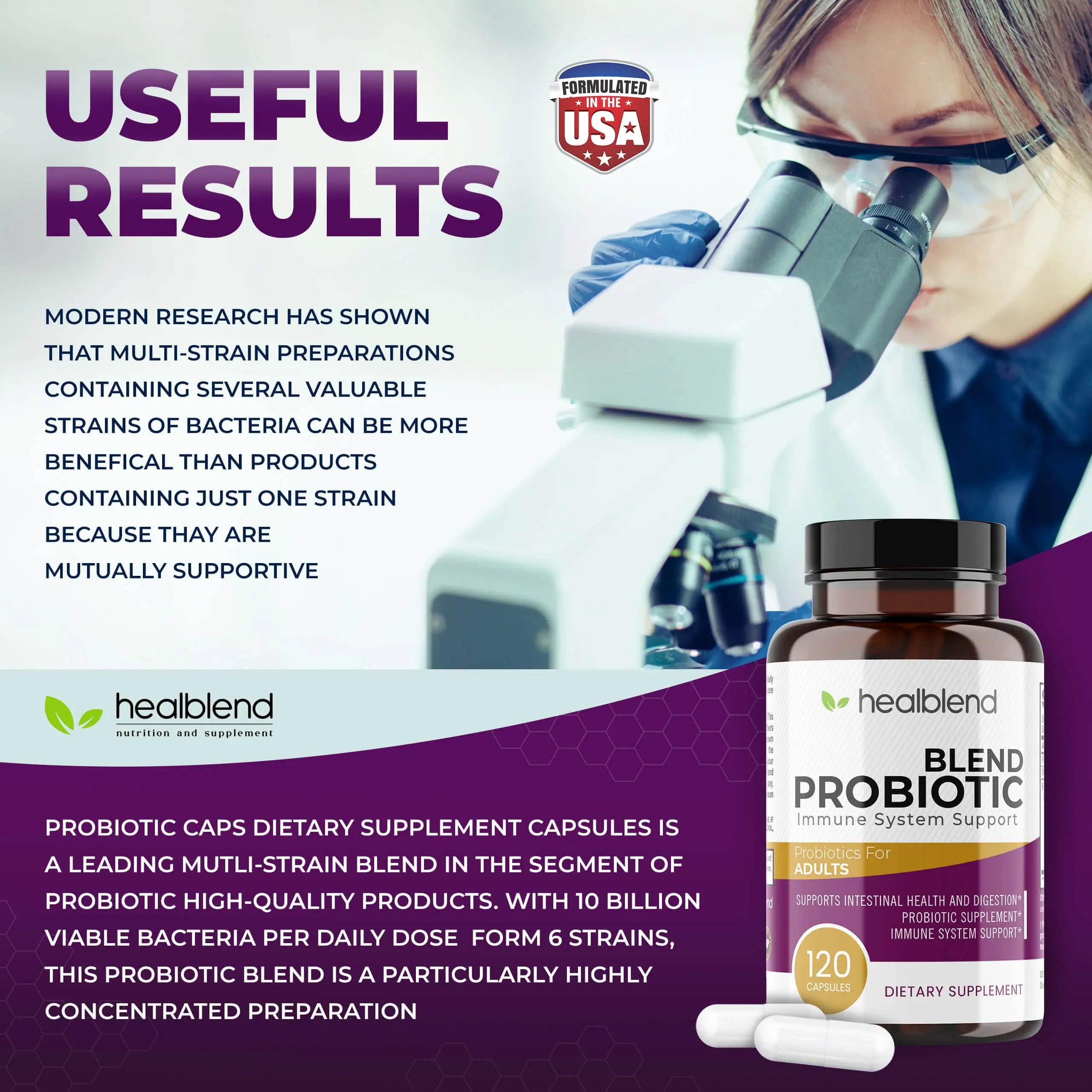 healblend Probiotic Caps Dietary Supplement Capsules, Probiotic for Women and for Men Digestive Health, Immune System Support, Non-GMO, Gluten-Free, 120 Veg Caps healblend Au supplements
