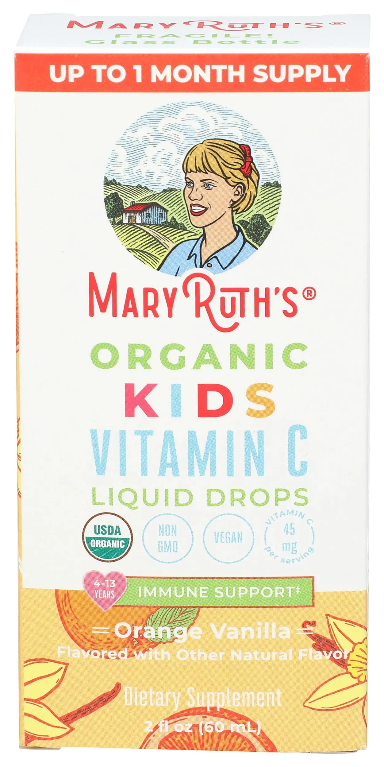 MaryRuth Organics USDA Kids Vitamin C Drops | Vegan Immune Support Supplement for Ages 4-13 | Immune Support & Overall Health | Vitamin C from Organic Acerola Fruit Extract | 2oz MARYRUTH'S Au supplements