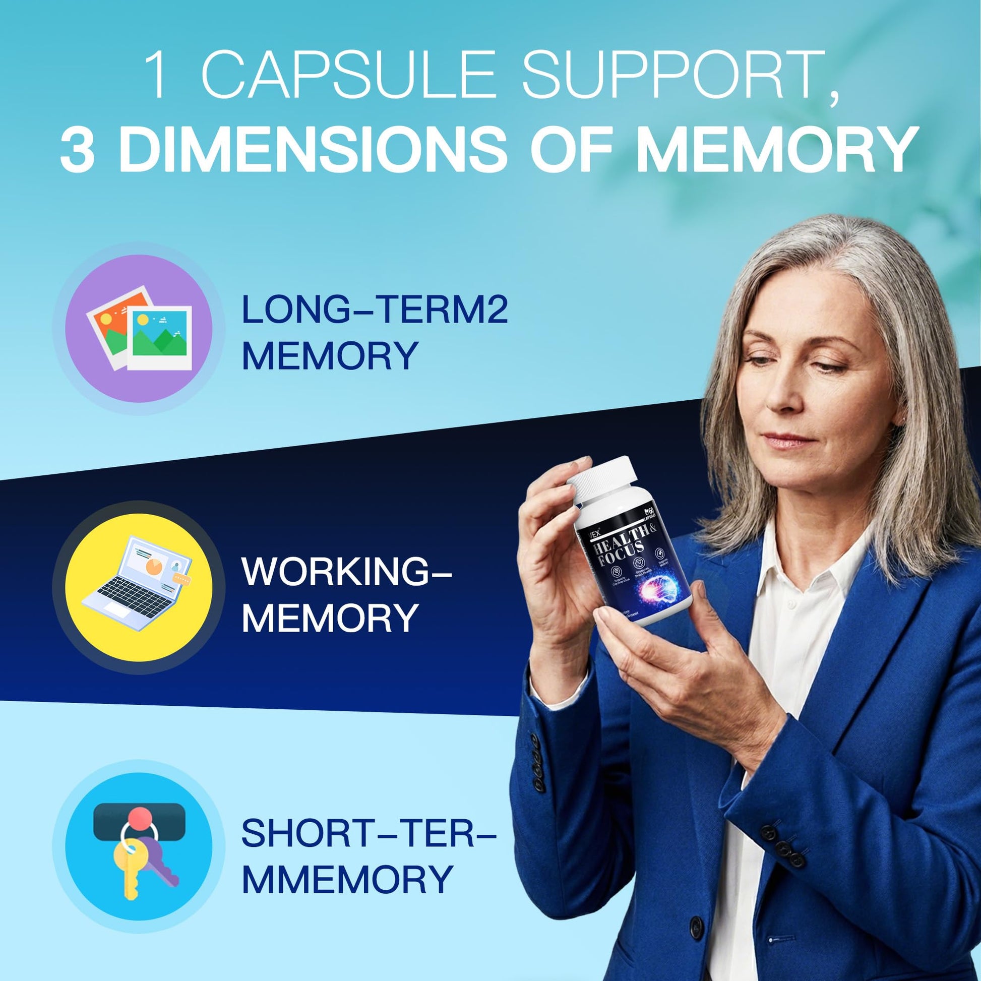 VEX Supplement – Memory & Clarity Support with Folic Acid, Vitamin B, Acetylcysteine, Bacopa Monnieri, Lion’s Mane, Ginkgo Biloba & Black Pepper – Cognitive, 60 Capsules VEX Au supplements