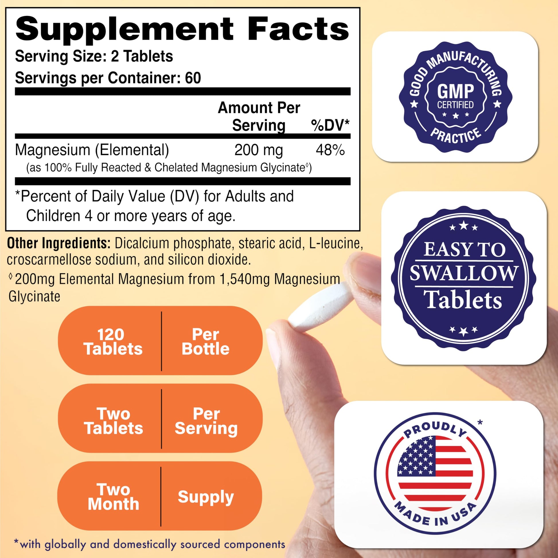 Magnesium Glycinate - Muscle, Nerves, Relaxation & Sleep Supplement | 200mg Elemental Magnesium Fully Reacted Chelated | Gentle on the Stomach | Non-GMO 120 Tablets | by Health Thru Nutrition Health Thru Nutrition Au supplements