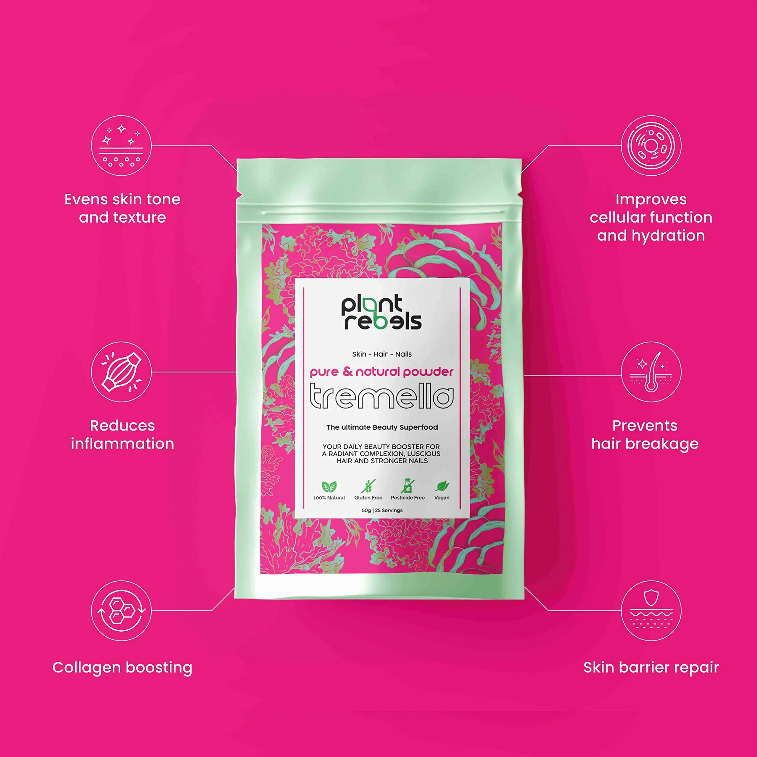 Plant Rebels Pure Tremella Mushroom Extract Powder | Vegan Collagen | Anti Aging Plant Rebels Au supplements