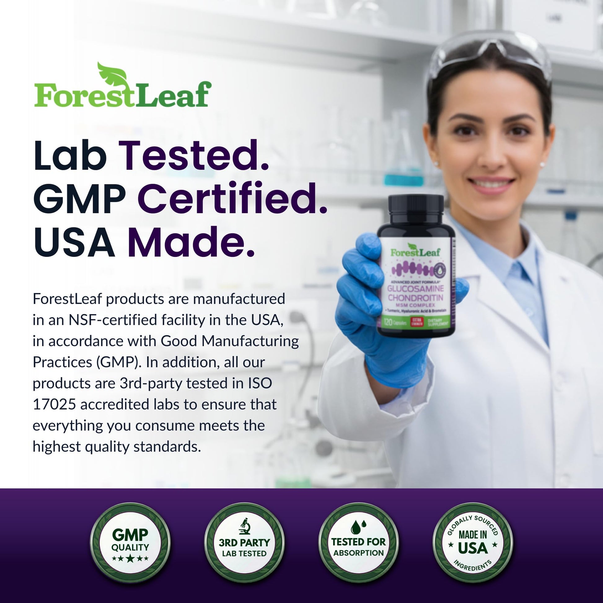 ForestLeaf Glucosamine Chondroitin MSM Joint Supplement Complex - 1200mg - 120 Caps ForestLeaf Au supplements