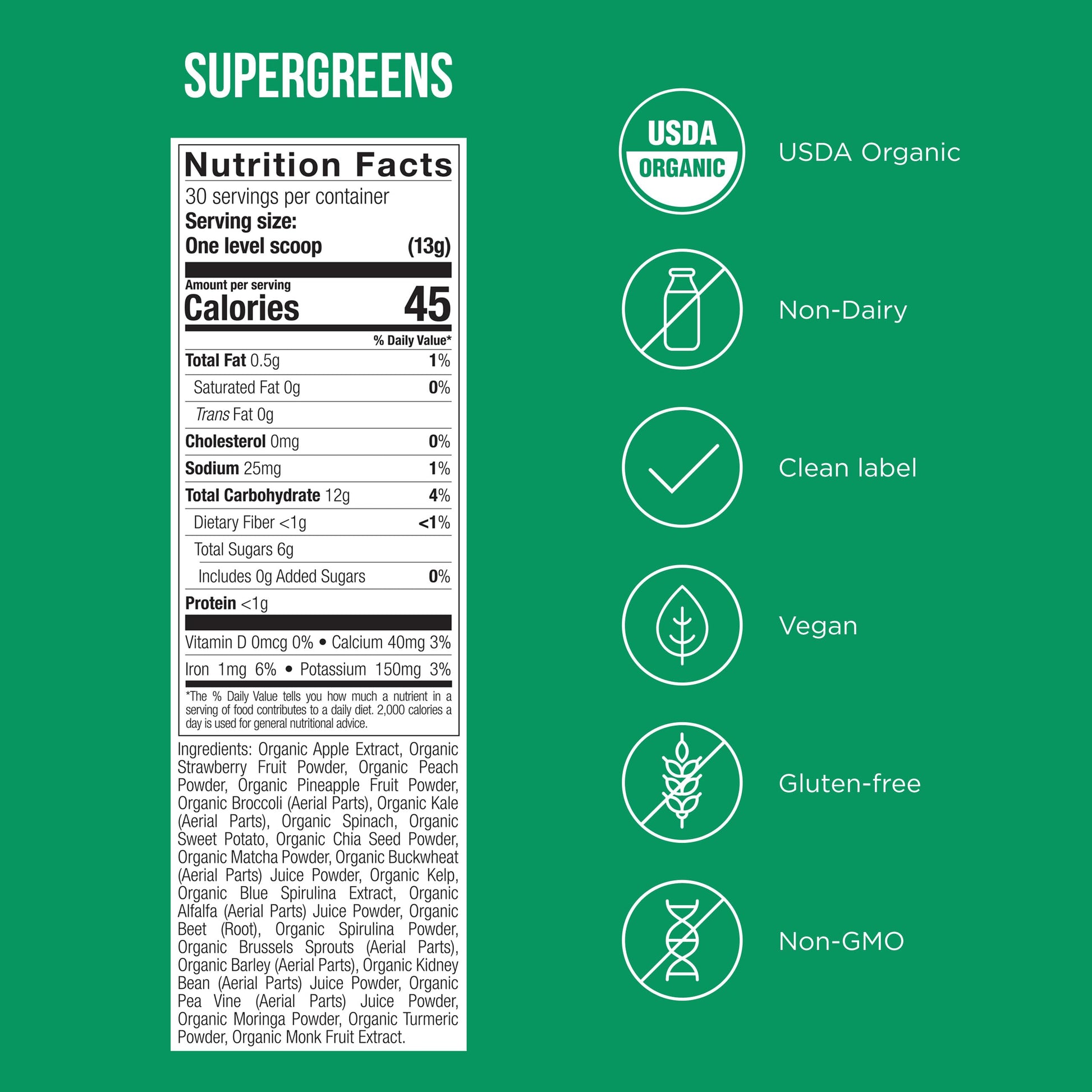 Possible SuperGreens - Potent Superfoods Blend - Plant-Based Antioxidant Support - Greens Powder Supplement & Drink Mix - Non-GMO, Vegan & Gluten-Free - SuperGreens (30 Servings) Possible Au supplements