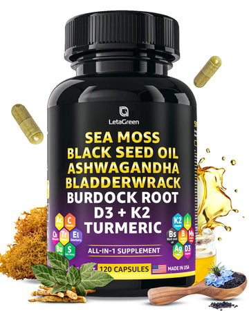 LetaGreen Ocean Wild Sea Moss Capsules - 120 Black Seed Oil Sea Moss Pills LetaGreen Au supplements