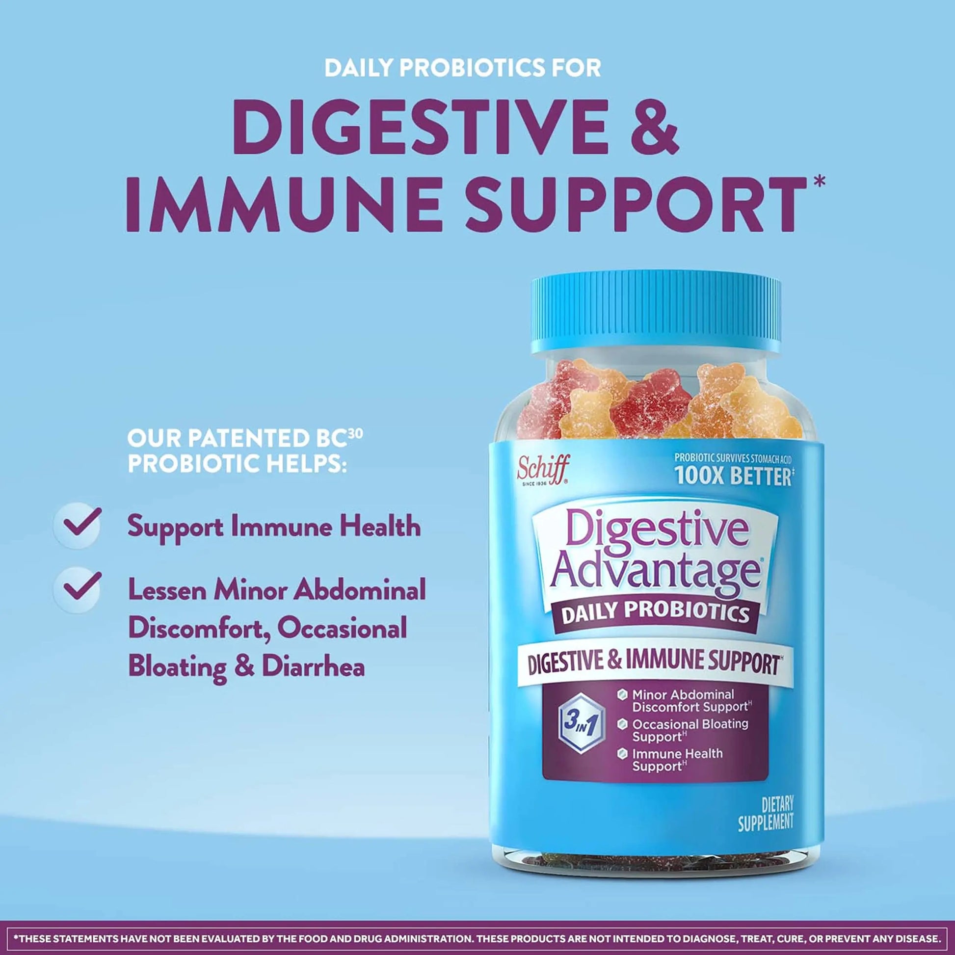 Vitafusion Fiber Well Sugar Free Fiber Supplement & Digestive Advantage Probiotic Vitafusion Au supplements