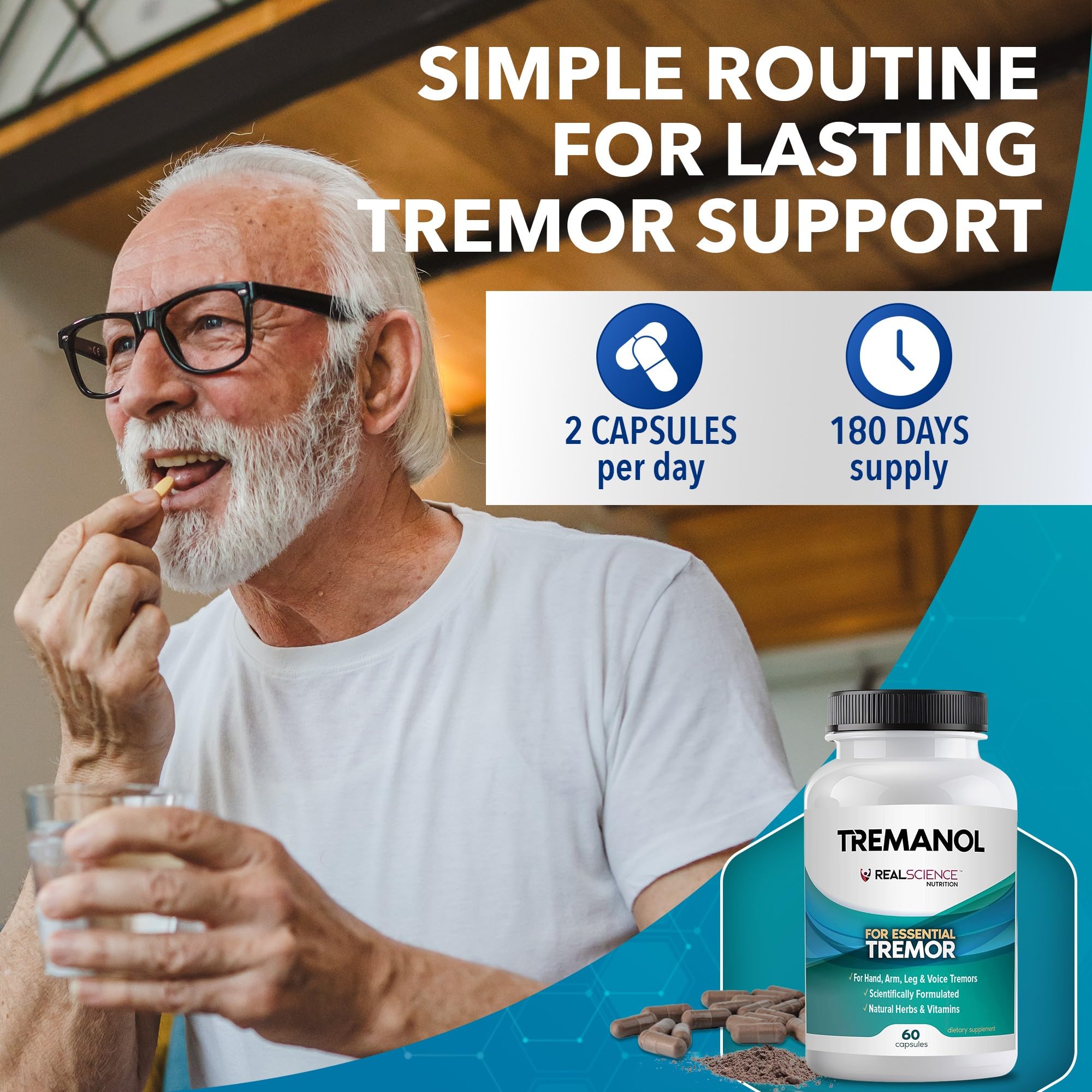 Tremanol Natural Aid Herbal Supplement – Includes Vitamin B2 & B12, Passionflower & Skullcap – 60 Caps (Pack of 6) – Made in USA Tremanol Au supplements