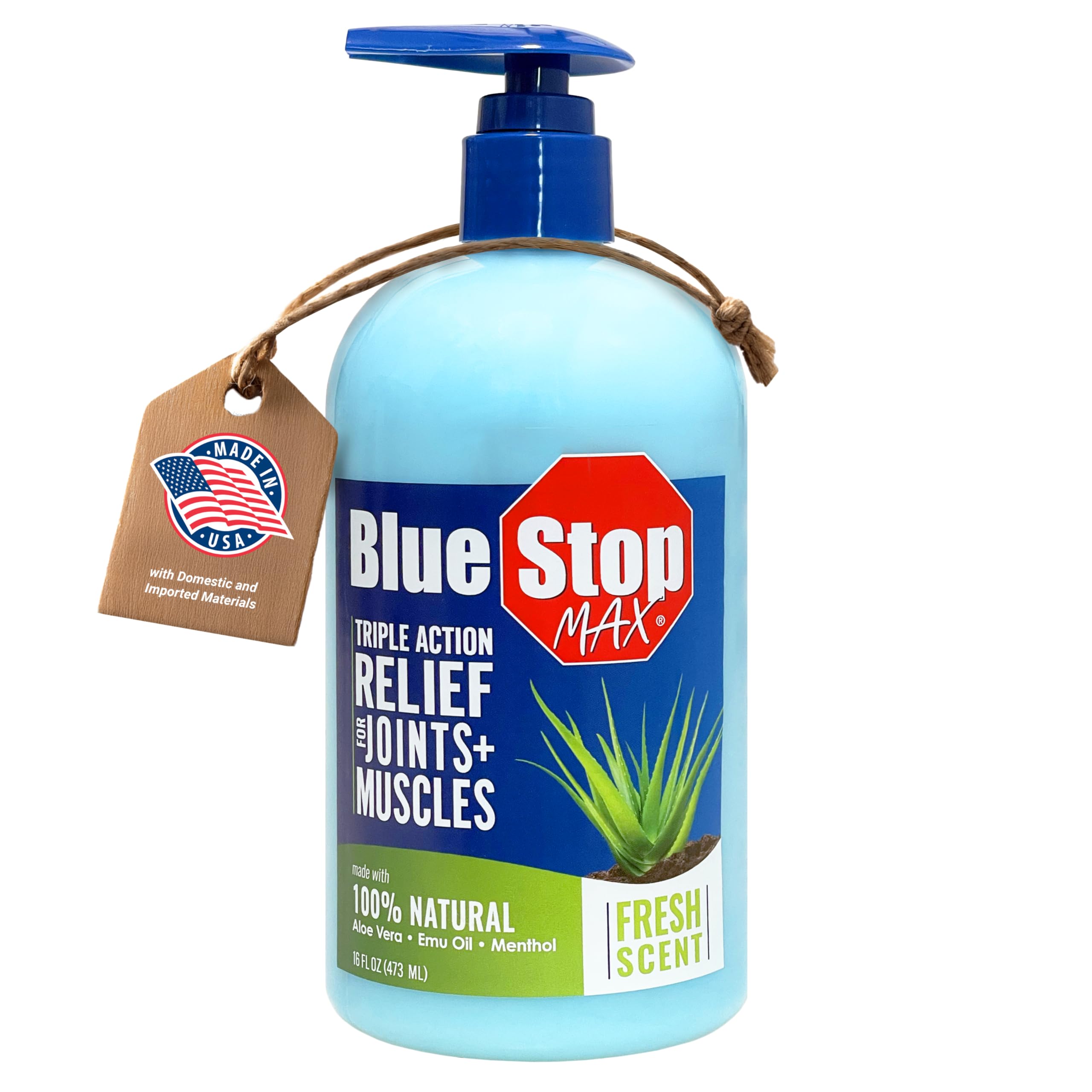 Blue Stop Max Massage Gel for Body Aches, 16 oz Pump Bottle; 3 in 1 Product Relieves Body Aches, Supports Joints and Nourishes The Skin Blue Stop Max Au supplements