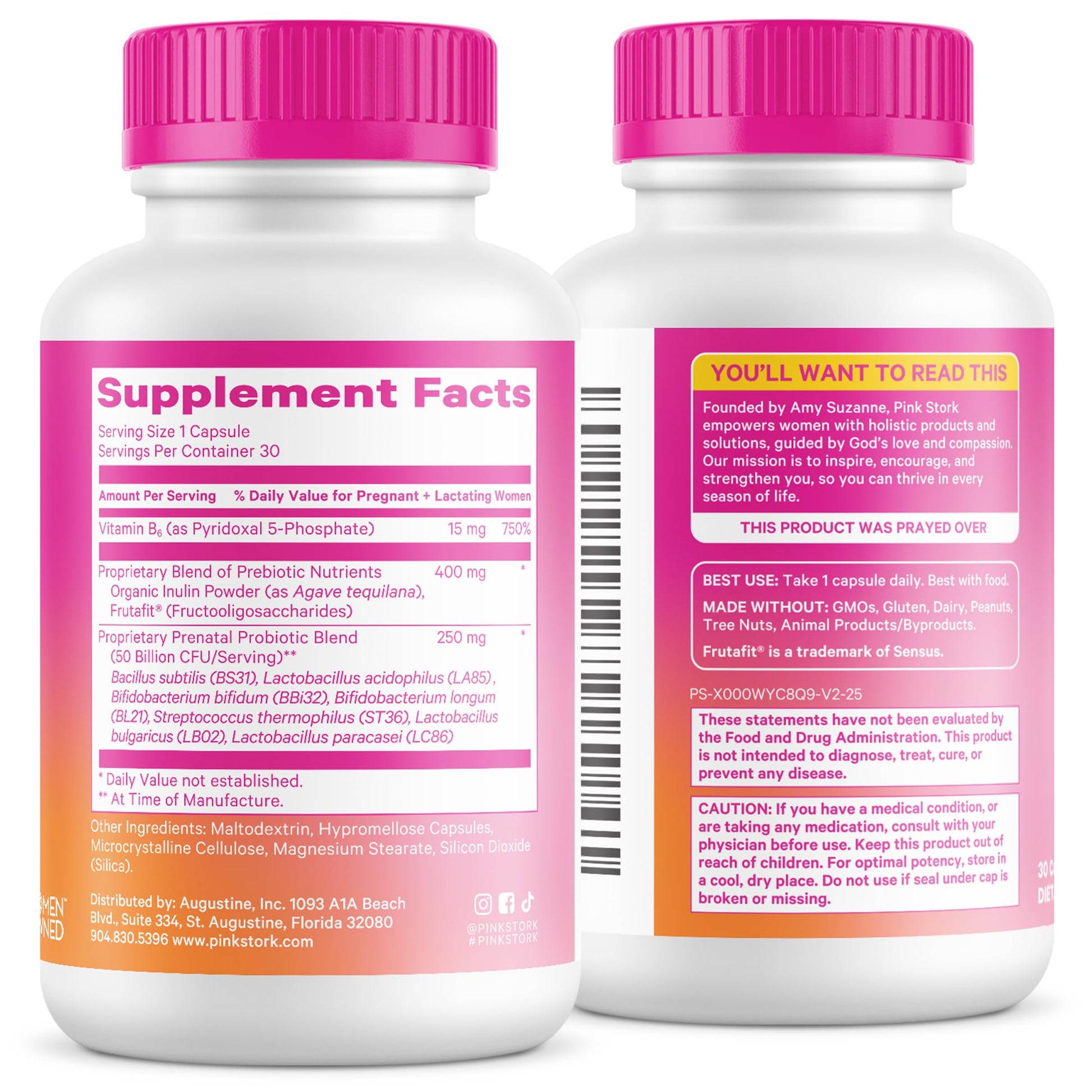 Pink Stork Prenatal Probiotic for Women with 50 Billion CFU | Vitamin B6 & Prebiotics | Pregnancy Probiotics for Morning Sickness | Digestive, Immune, & Gut Health | Vegan & Gluten-Free | 30 Capsules Pink Stork Au supplements