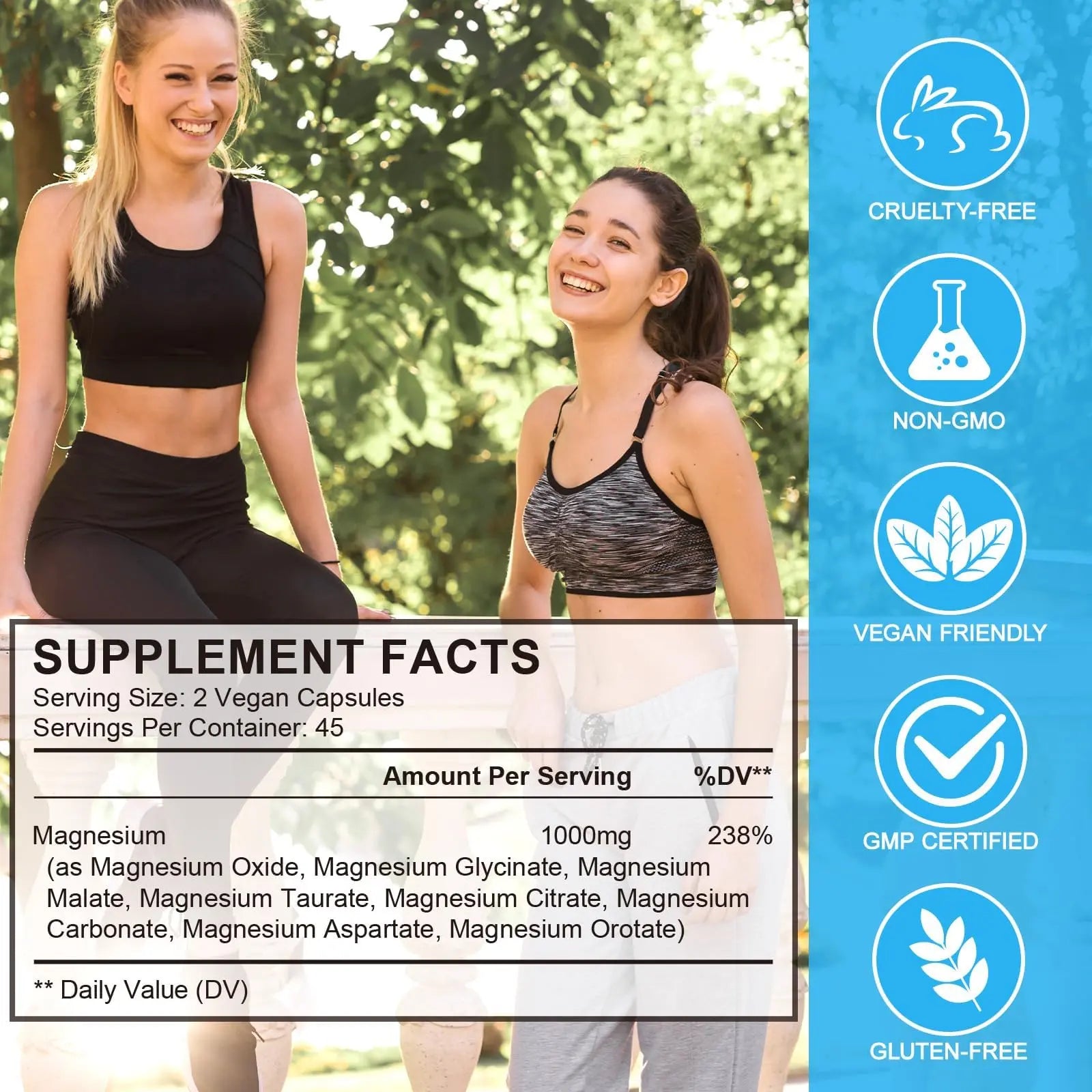 8-in-1 Magnesium Complex 90 Capsules, 1000mg with Magnesium Glycinate, Citrate, Malate, Taurate, Easy Absorption for Health, Energy, Non-GMO, Vegan ITSDAWN Au supplements