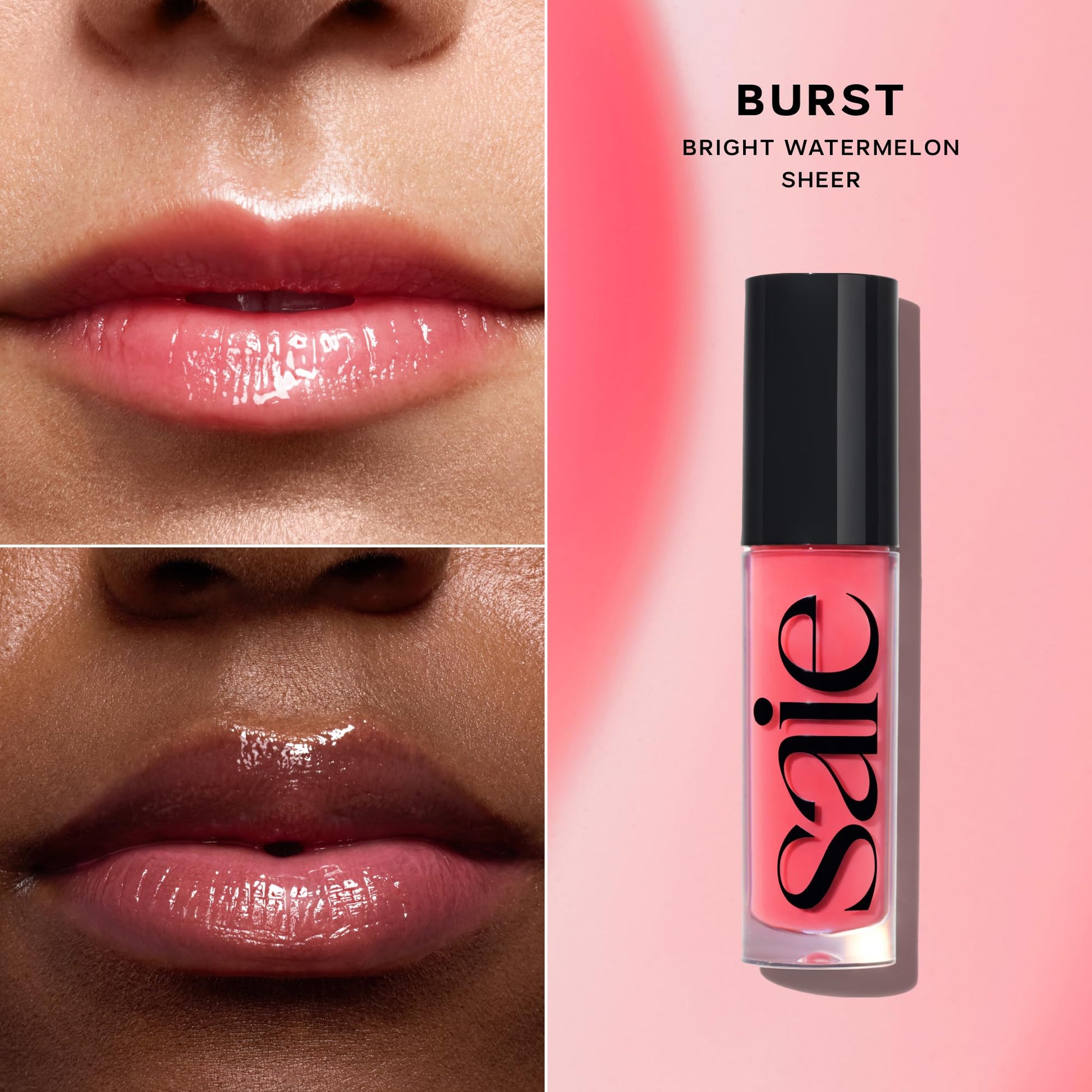 Saie Dewy Glow Duo - Dew Liquid Blush - (.40 oz, Flirty), Glossybounce Lip Gloss-Oil Hybrid (.17 oz, Burst) - Hydrating, Vegan Makeup for Radiant Cheeks & Lips Saie Au supplements