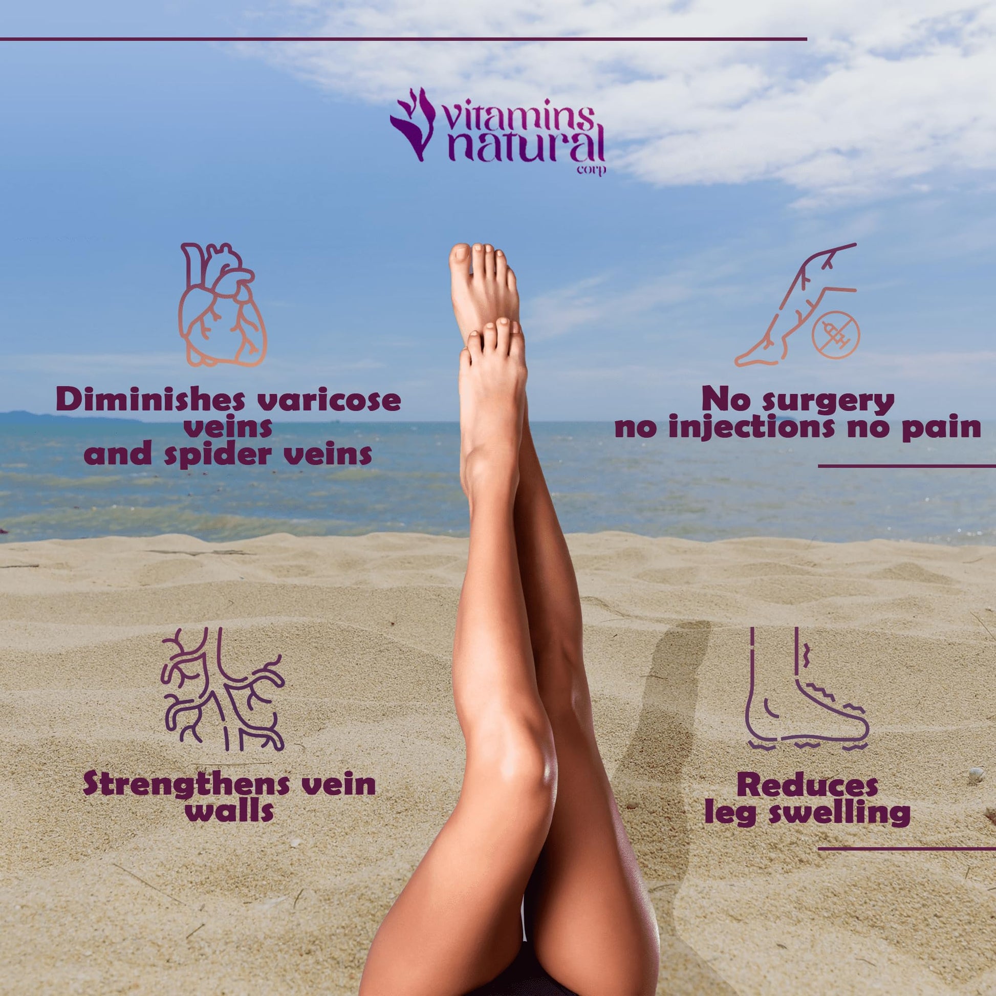 VITAMINS NATURAL CORP. CircuVeins Varicose Veins Support for Legs Capsules – Organic Vein Health Supplement with Horse Chestnut Grape Extract and Cayenne Pepper – 60 Capsules VITAMINS NATURAL CORP Au supplements
