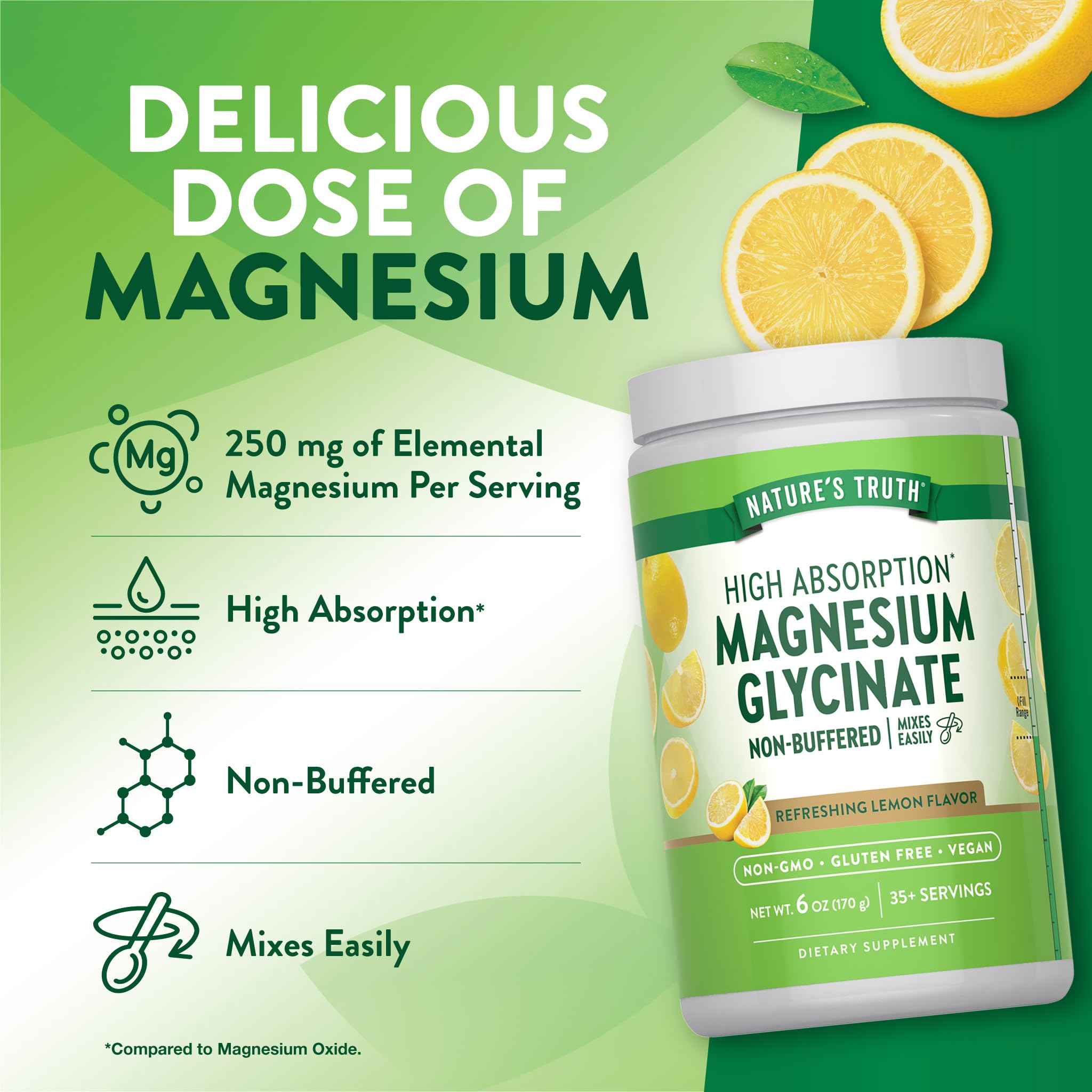 Nature's Truth Magnesium Glycinate Powder | 6 oz | Lemon Flavor | High Absorption | Vegan, Non-GMO, Gluten Free Supplement Nature's Truth Au supplements