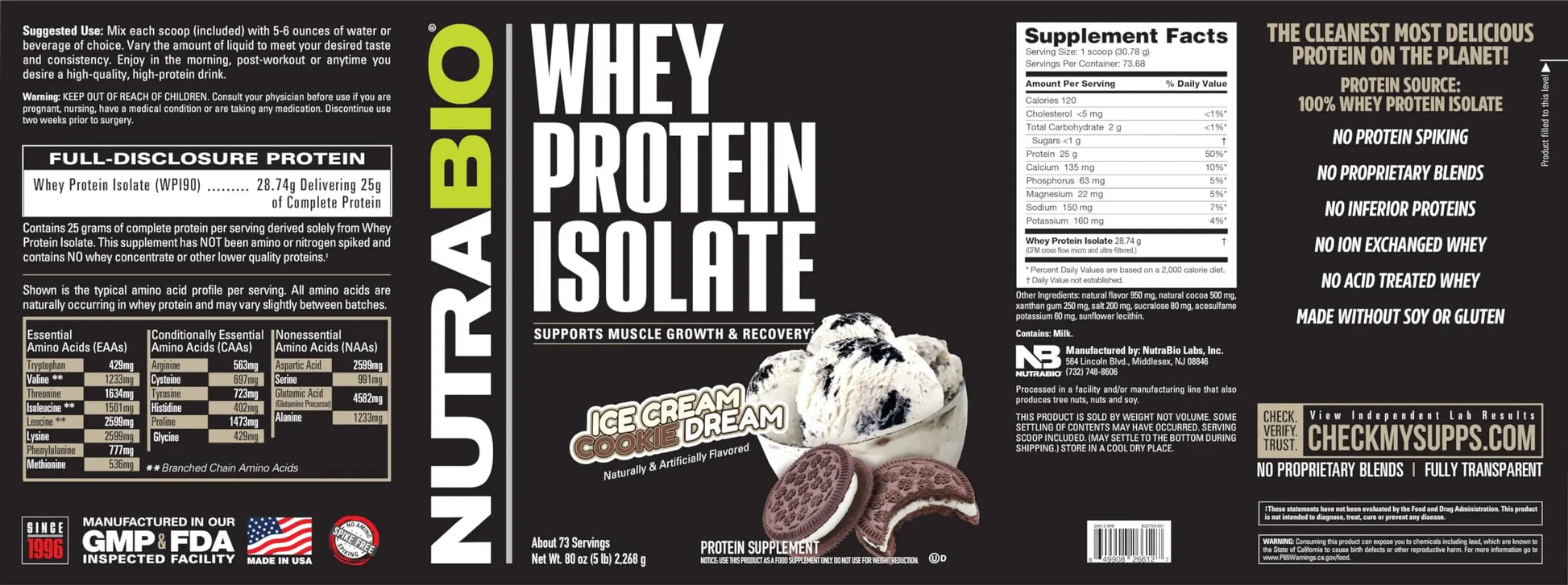 NutraBio Whey Protein Isolate Supplement – 25g of Protein Per Scoop with Complete NutraBio Au supplements