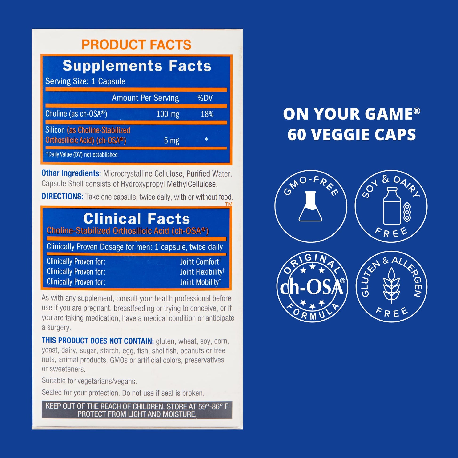 Biosil On Your Game - 60 Veggie Capsules, Pack of 2 - with Patented ch-OSA Complex - Increase Collagen Production for Joint Pain Relief, Flexibility & Range of Motion - GMO Free - 60-Day Supply Biosil Au supplements