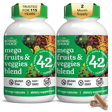 Botanic Choice Since 1910 - Mega Fruits & Veggies Blend - 42 Fruits and Vegetables - 2 Caps Daily - 60 Count Supplement - 2 Pack Botanic Choice Au supplements