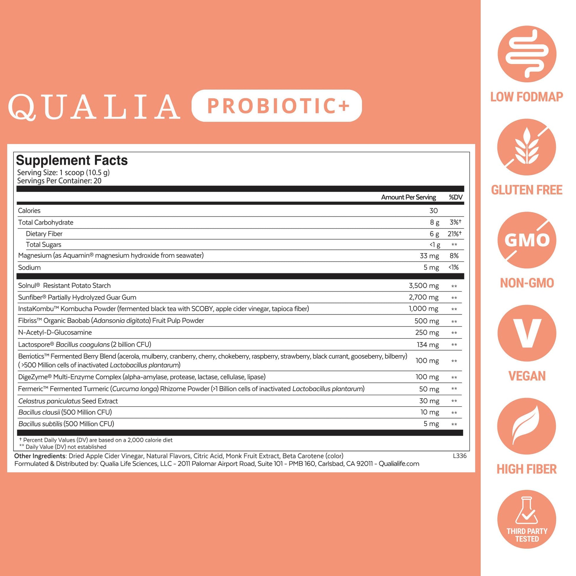 Qualia Probiotic - 28 Science-Backed Spore Probiotics, Prebiotics, and Postbiotics. Total Gut Support. Soothes Digestive discomfort. Ethically sourced. Promotes Akkermansia Growth. 1 Month Supply QUALIA LIFE SCIENCES Au supplements