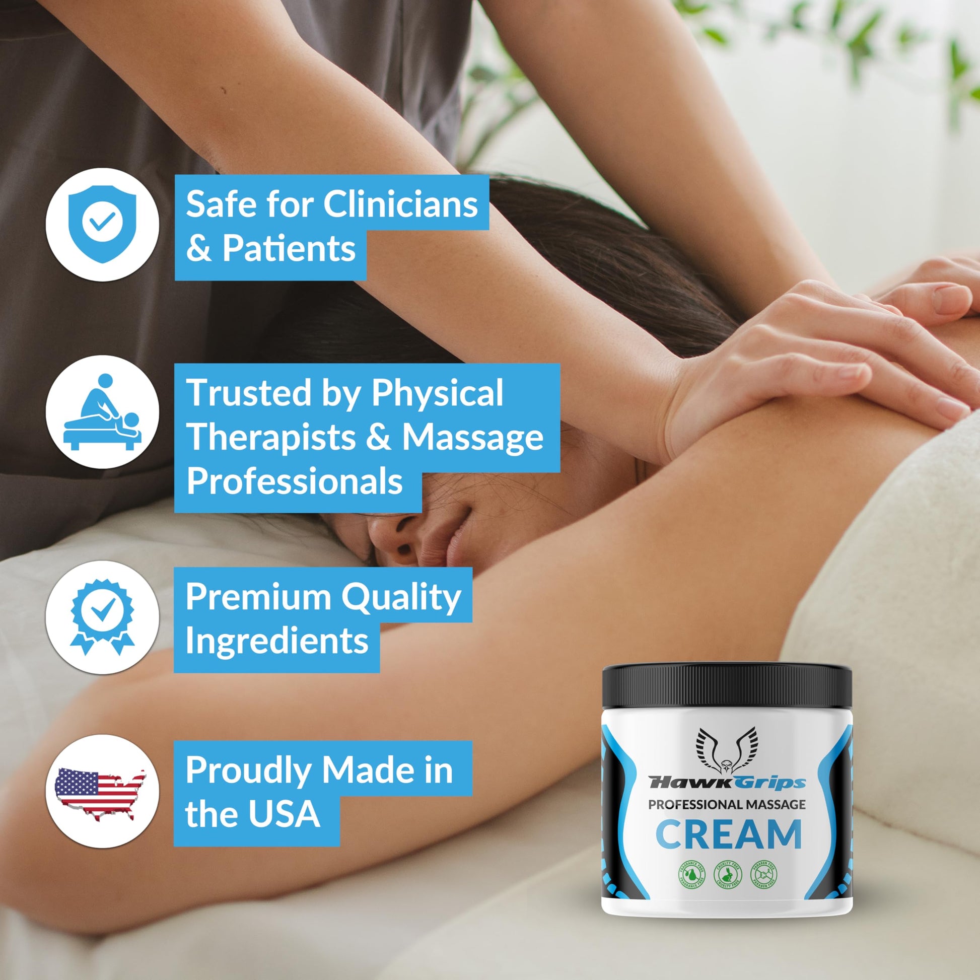 HawkGrips 8oz Massage Emollient and 8oz Massage Cream Bundle, Unscented, IASTM Massage, Cupping Therapy, Whole Body Muscle Cream, Deep Tissue Professional Massage Therapy HawkGrips Au supplements