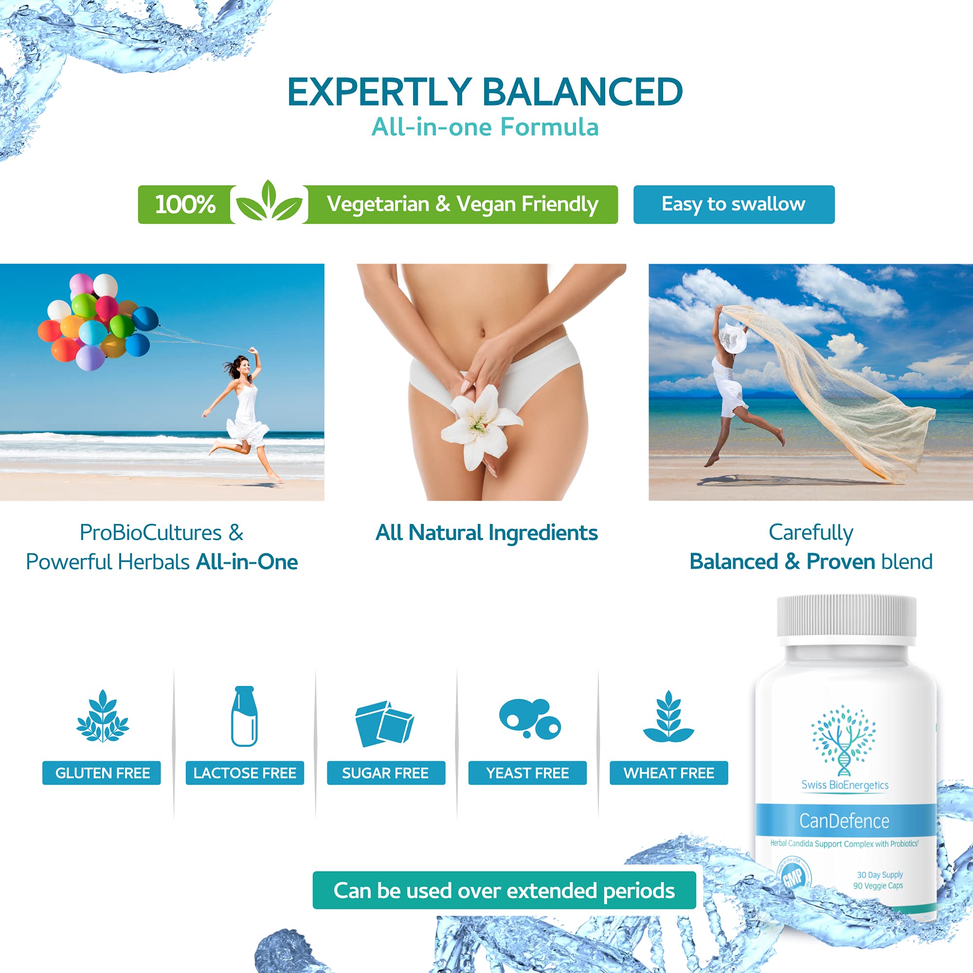 CanDefence - Candida Cleanse Ultimate Extra Strength All-in-ONE Formulation with Caprylic Acid, Probiotics and a synergistic Balance of 11 Different Botanicals - 90 Capsules swiss bioenergetics Au supplements
