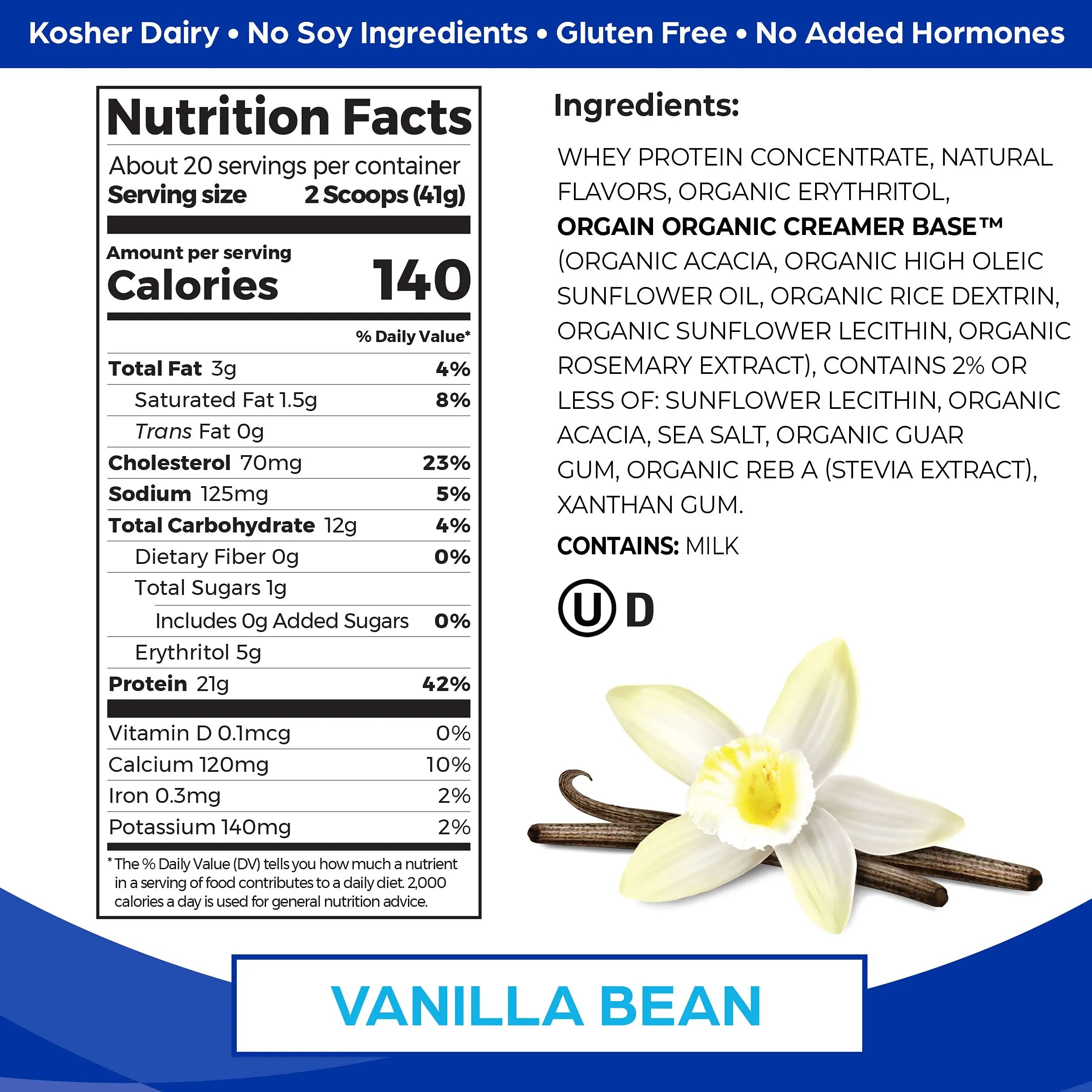 Orgain Whey Protein Powder, Vanilla Bean - 21g Grass Fed Dairy Protein, Gluten Free Orgain Au supplements