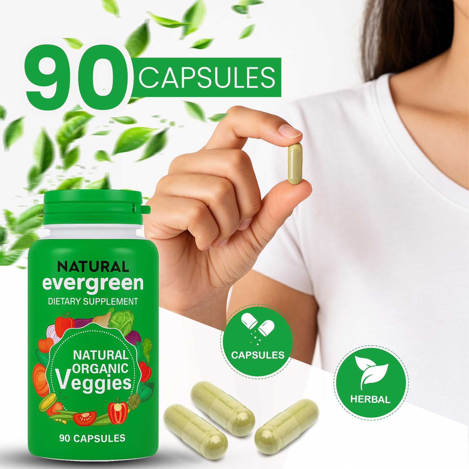 Fruit and Veggies Supplement – 100% Natural Super Greens Blend with Fruits & Vegetables | Veggie Capsules for Adults & Kids | Daily Nutrient Support Packed with Natural Vitamins & Minerals Natural Evergreen Au supplements