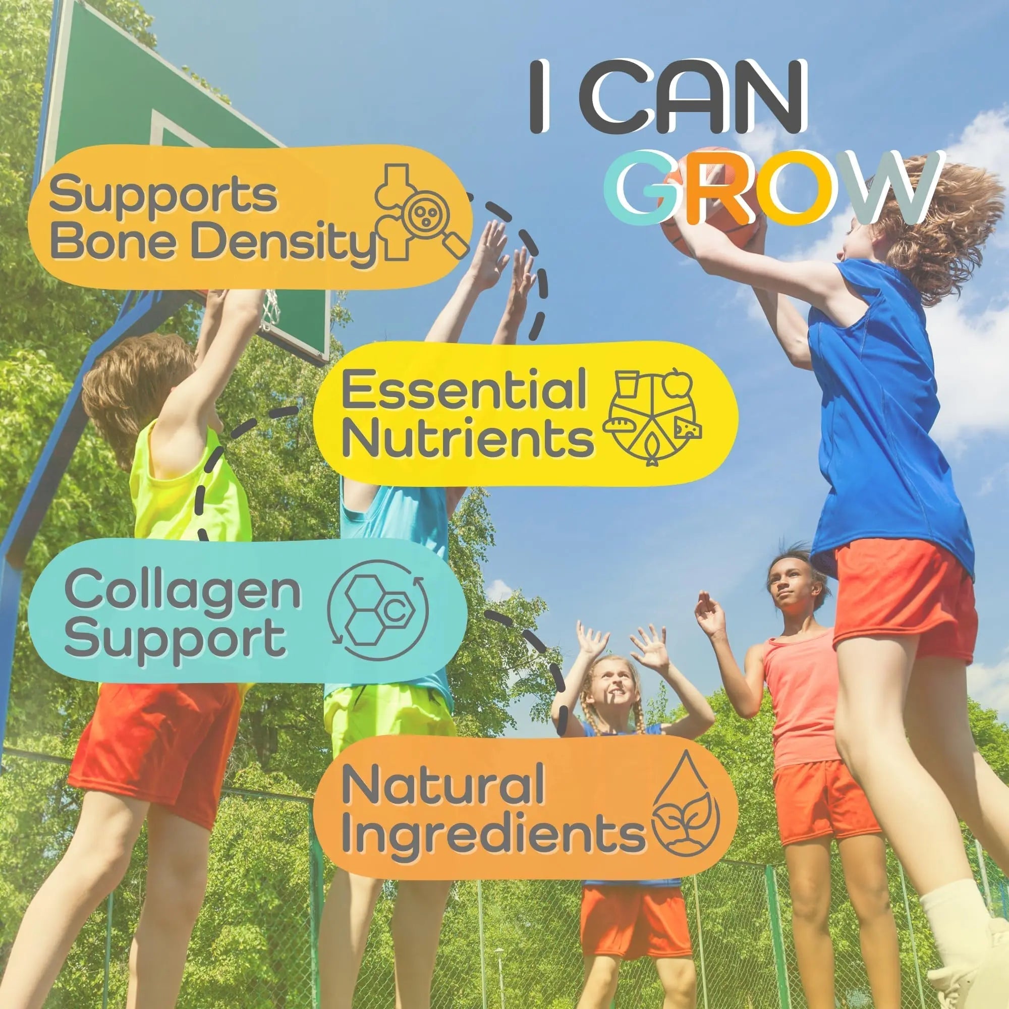 Fawelo I Can Grow Day-Time for Kids 10+ & Teens | Growth & Development Support with L-Arginine, Colostrum, Calcium, D3, Magnesium, Zinc | Fawelo Au supplements