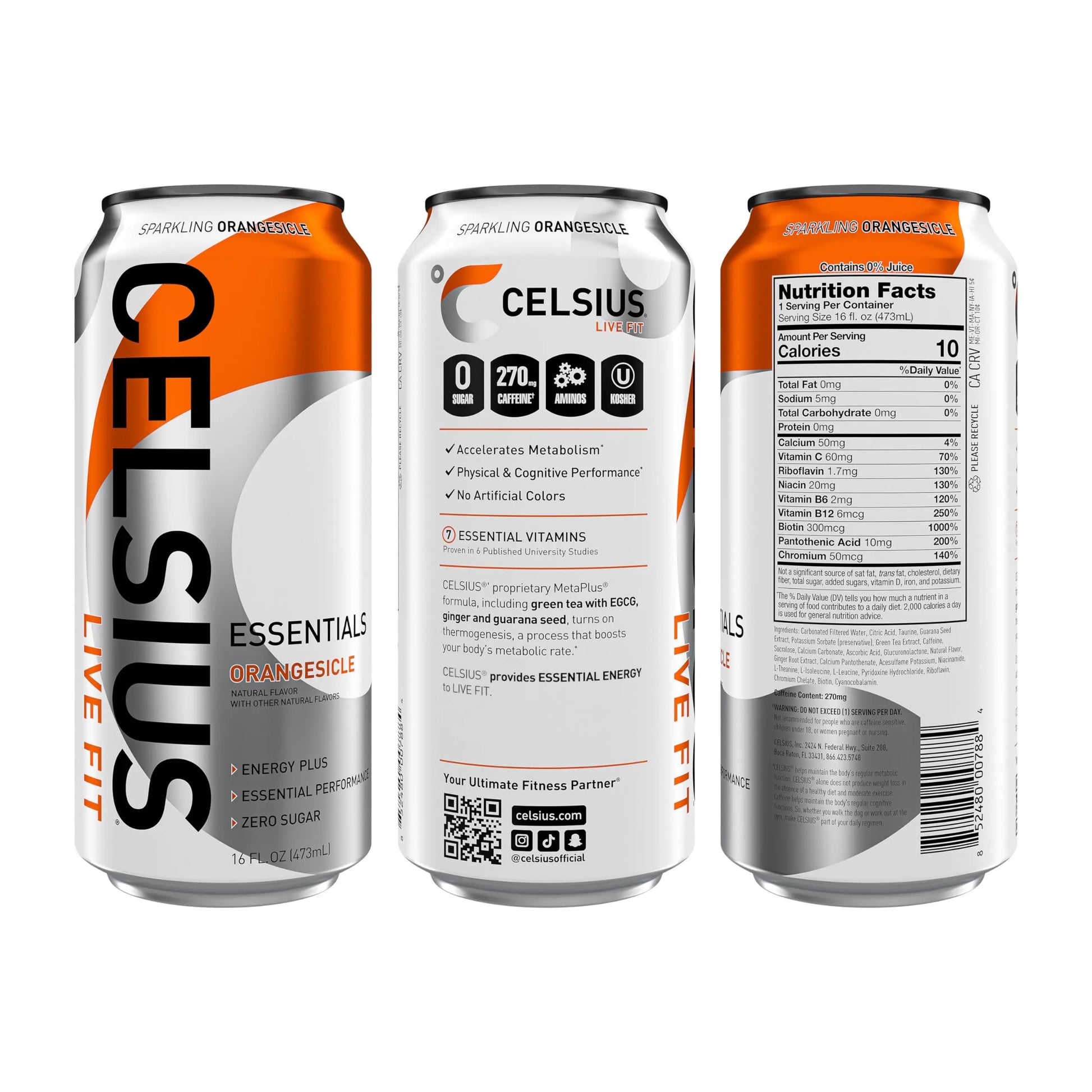 CELSIUS ESSENTIALS, Sparkling Orangesicle, Performance Energy Drink 16 Fl Oz (Pack of 12) CELSIUS Au supplements