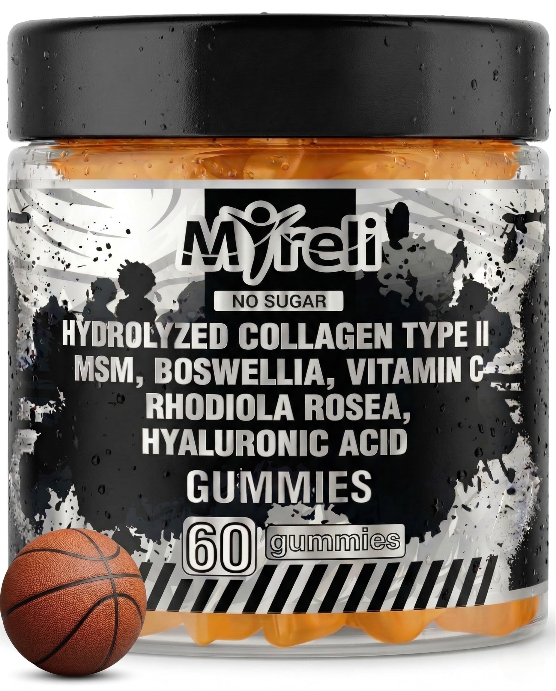 MYRELI Hydrolyzed Collagen Type II 500mg, MSM 700mg, Boswellia 200mg, Vitamin C 400mg, Rhodiola 100mg, Hyaluronic Acid 100mg, Joint Mobility, Flexibility, Basketball Athletes, Vegan, Non GMO, 60 Gummy MYRELI Au supplements