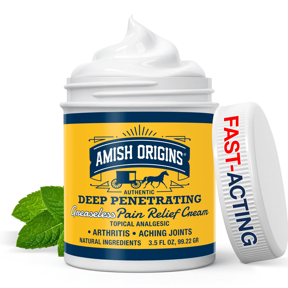 Amish Origins Arthritis Pain Relief Cream - 3.5 oz - Maximum Strength Deep Penetrating for Joint, Muscle, Knee, Back, Feet, Hand, Ankle, Aches, 1 Pack Amish Origins Au supplements