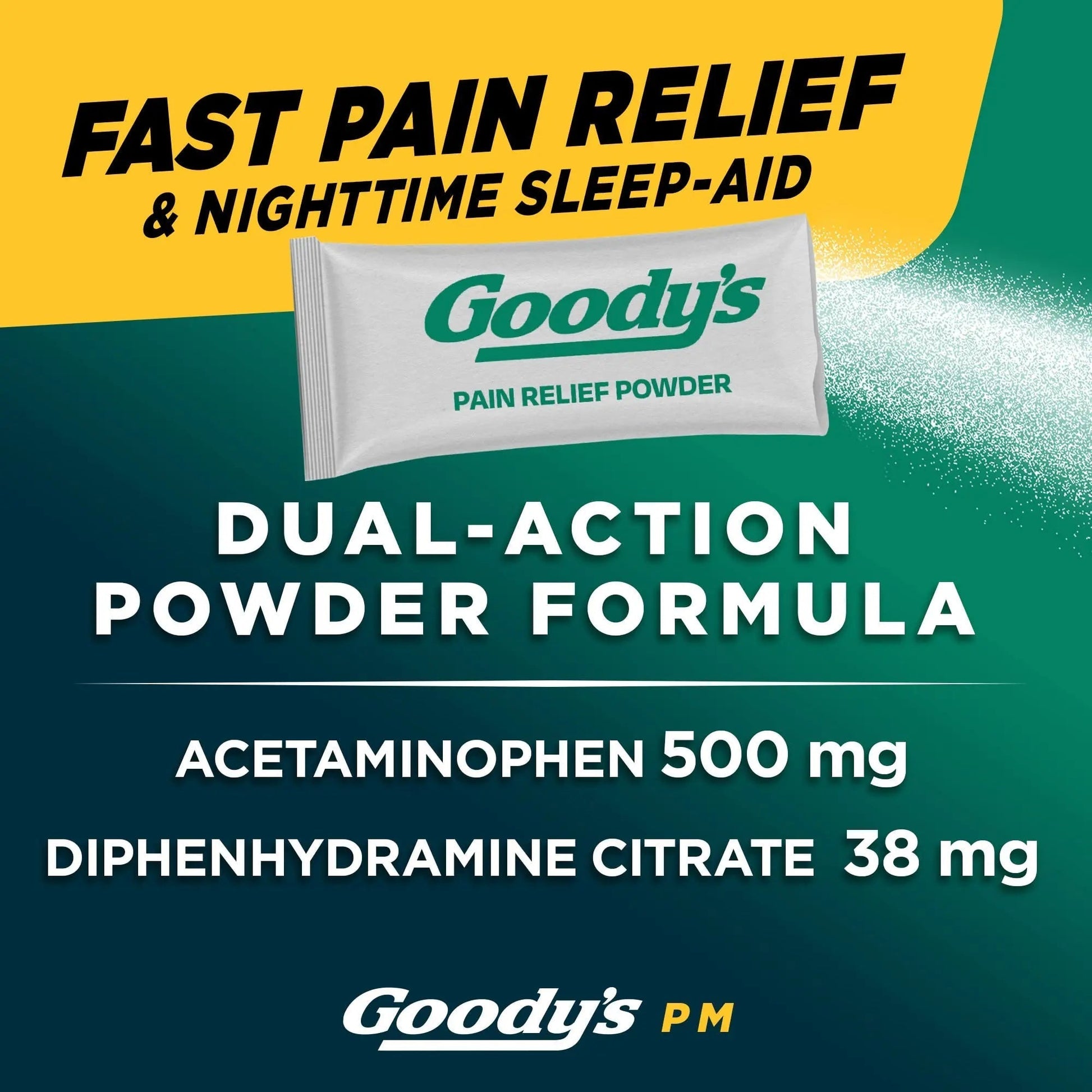 Goody's Nighttime Powder, Pain Reliever & Sleep Aid with Acetaminophen & Diphenhydramine Citrate, Caffeine Free, 16 Count Goody's Au supplements