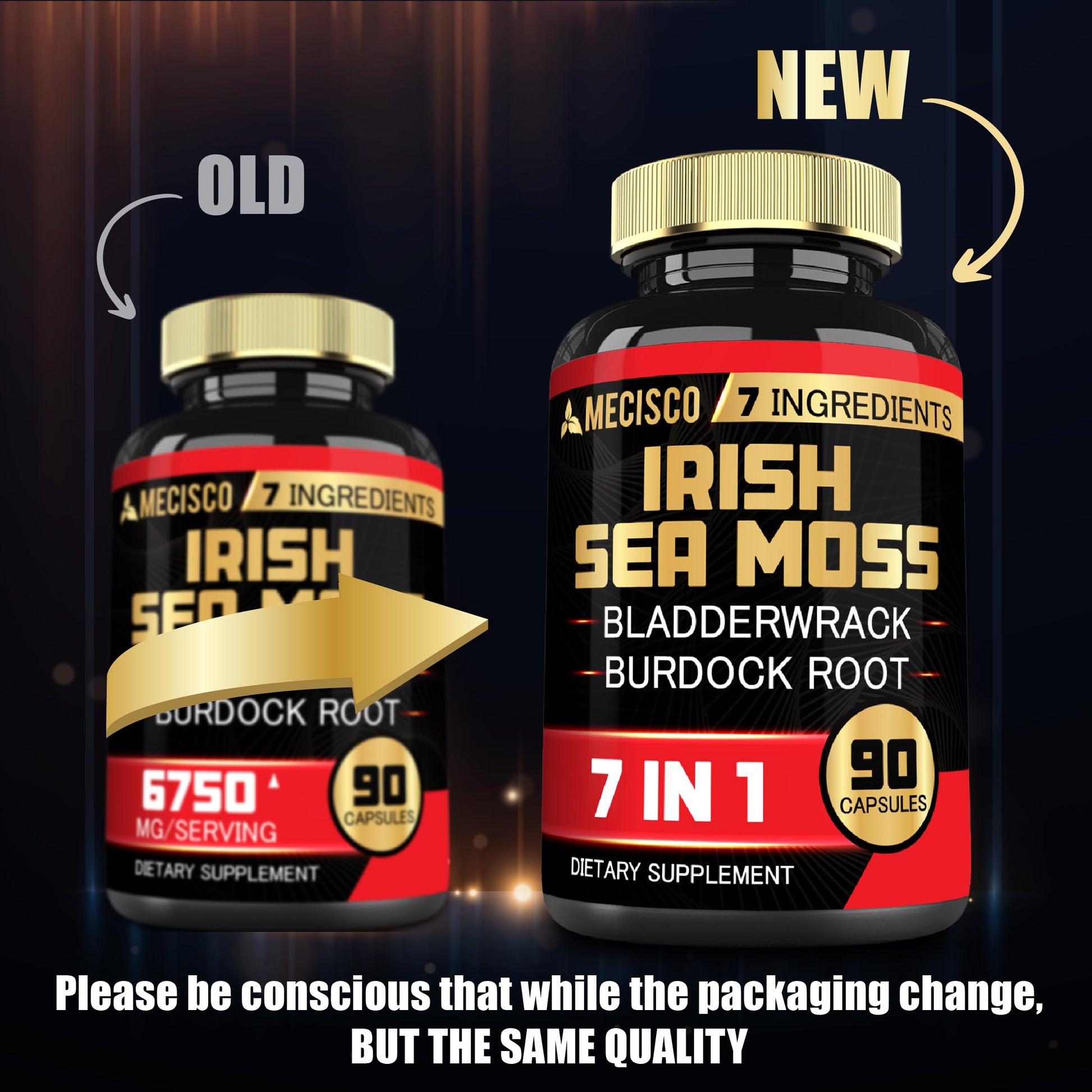 7in1 Irish Sea Moss Capsules 6750 Mg with Organic Bladderwrack & Burdock Root, Turmeric, Apple Cider Vinegar - Raw Seamos Pills for Hair, Skin, Thyroid Healths - 90 Caps for 3-Month Supply Mecisco Au supplements