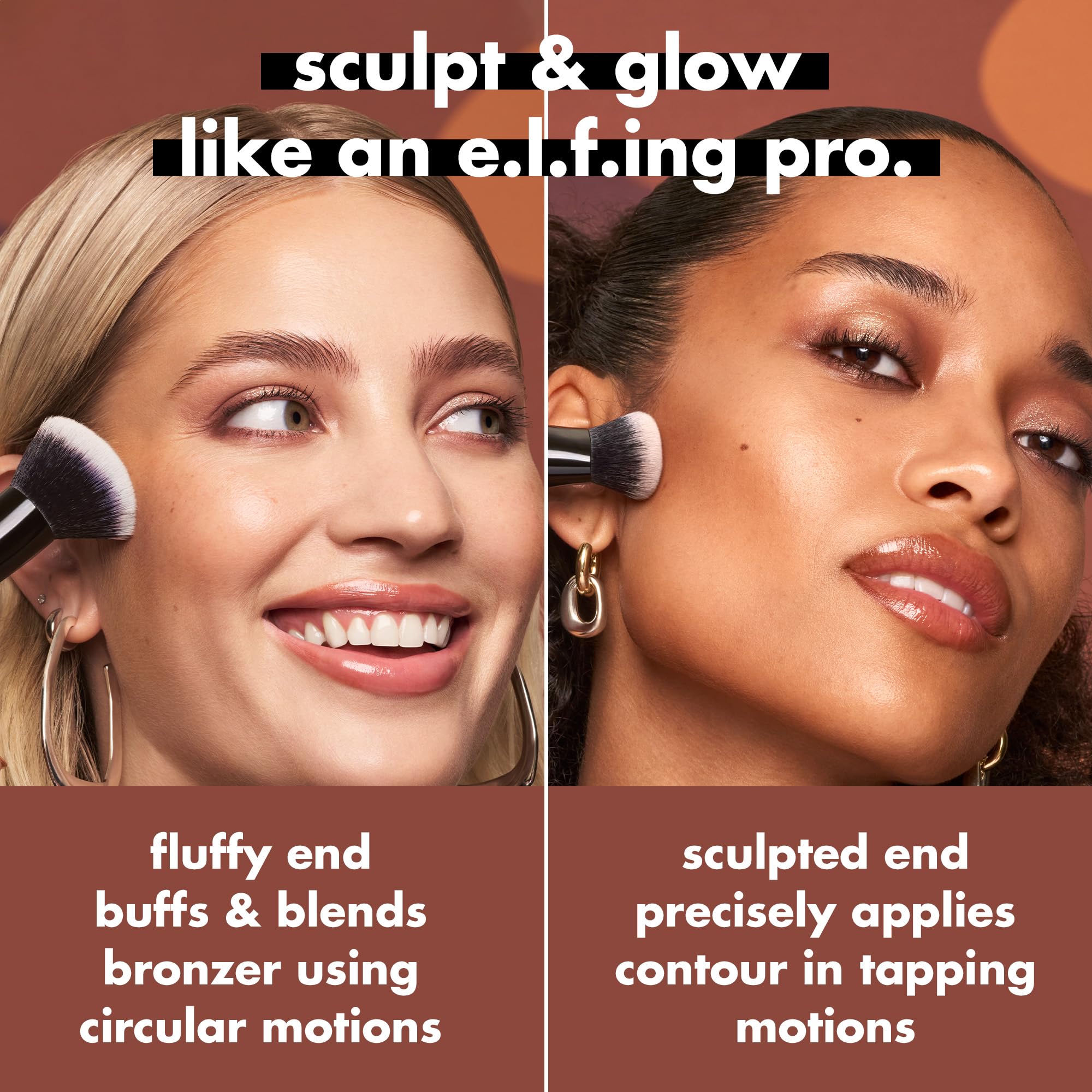 e.l.f. Liquid Bronzer & Contour Duo Brush, Silky Highly Pigmented Formula with Dual-ended Makeup Brush, Synthetic Bristles, 100% Vegan and Cruelty-Free e.l.f. Au supplements