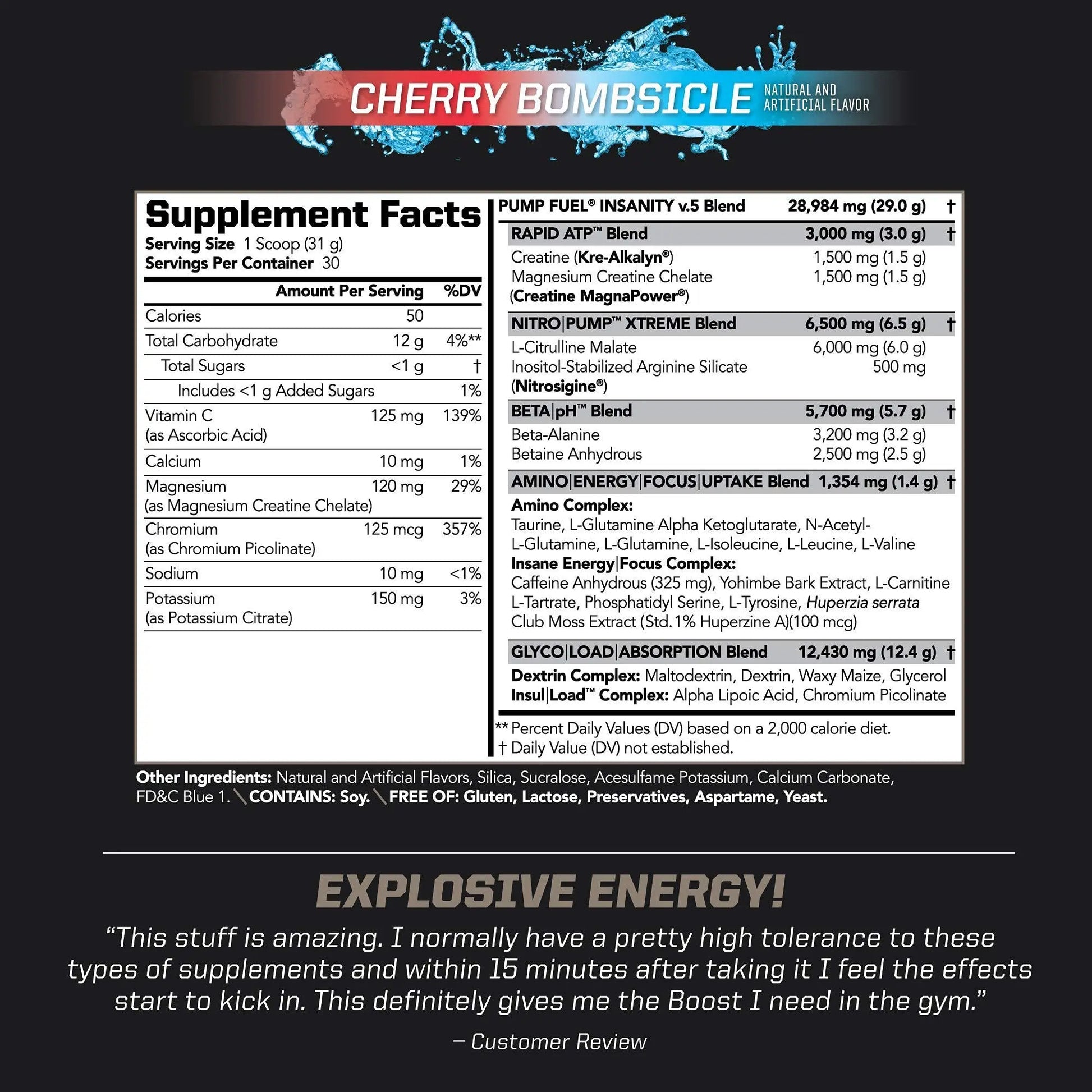 PMD Sports Ultra Pump Fuel Insanity - Pre Workout - Cherry Bombsicle (30 Servings) PMD Au supplements